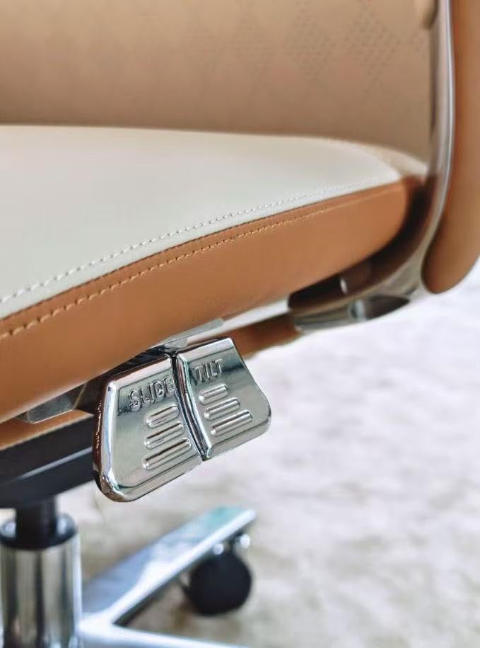 TOMU Executive Office Chair with Foot Rest, Top Grain Genuine Leather Office Chair, Ergonomic High Back Design - Beige customer photo 2