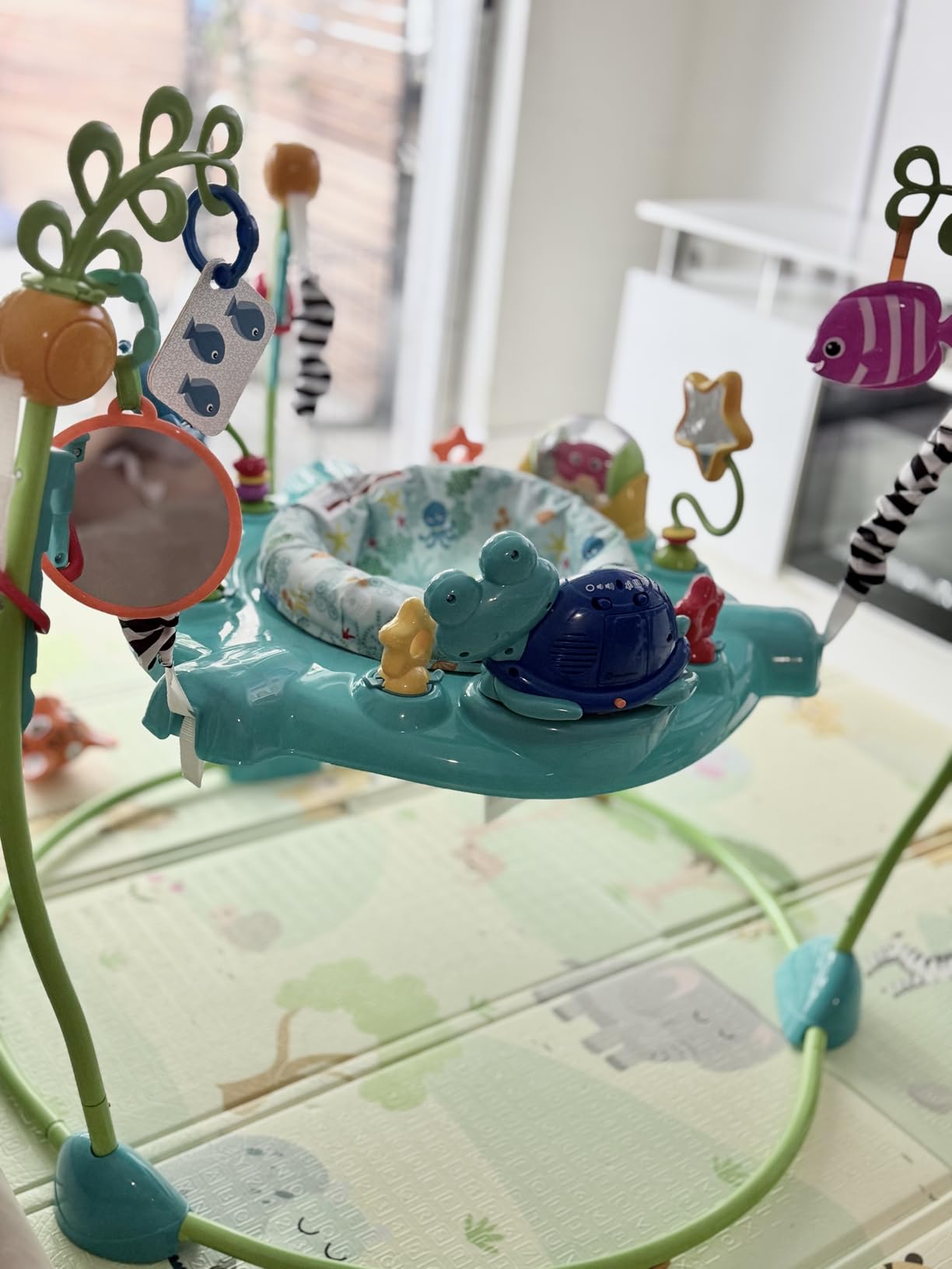 Baby Einstein Farm Explorers Jump & Learn Barnyard 2-in-1 Baby Jumper Activity Center with Interactive Toys, Music, Lights, & Sounds, Ages 6-12 Months customer photo 1