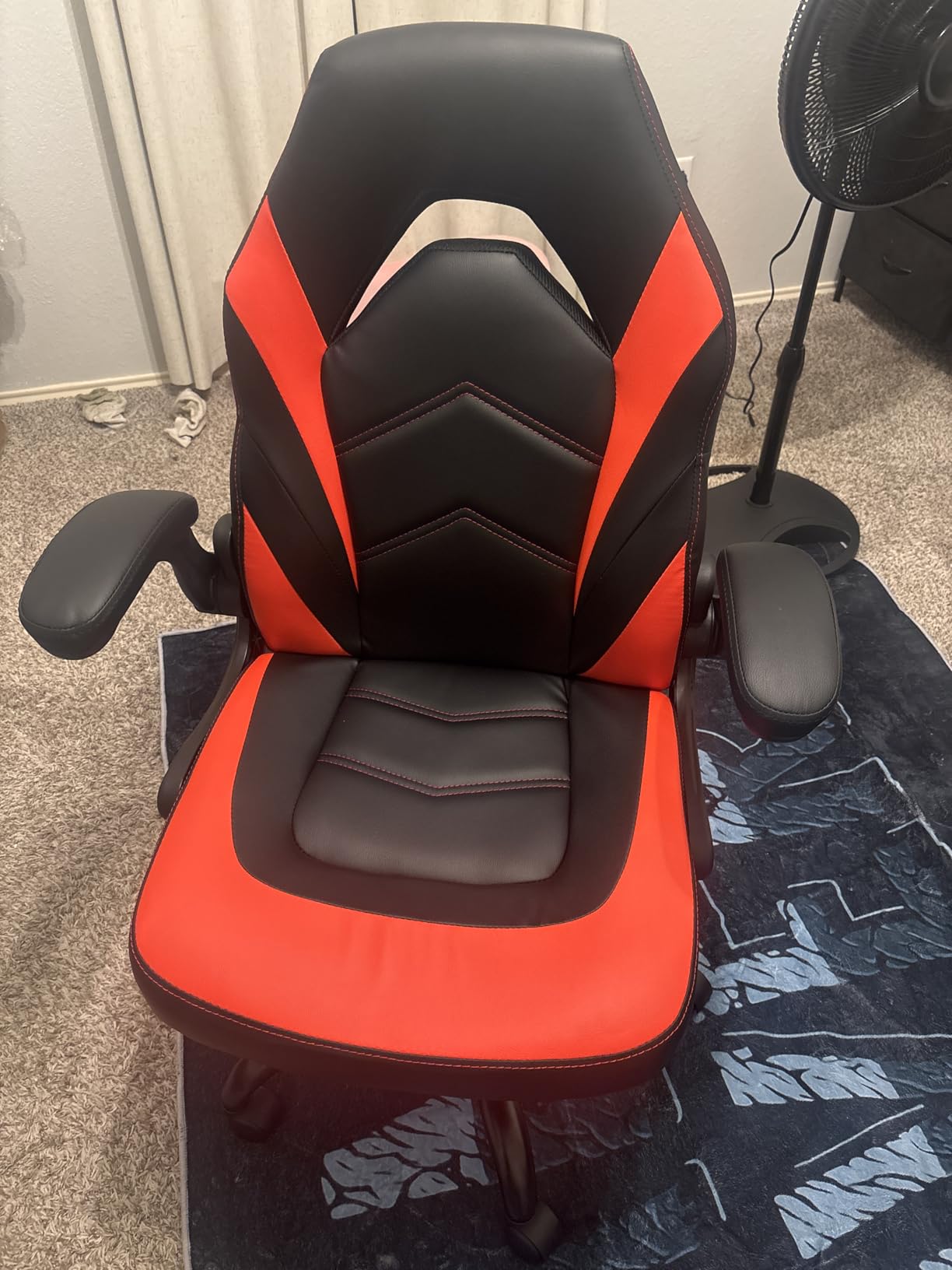 DUMOS Video Game Chair, Ergonomic Computer Desk Chair, Lumbar Support | Flip-Up Armrest Height Adjustable, PU Leather Swivel Wheels for Kids Adults, Scarlet Red customer photo 1