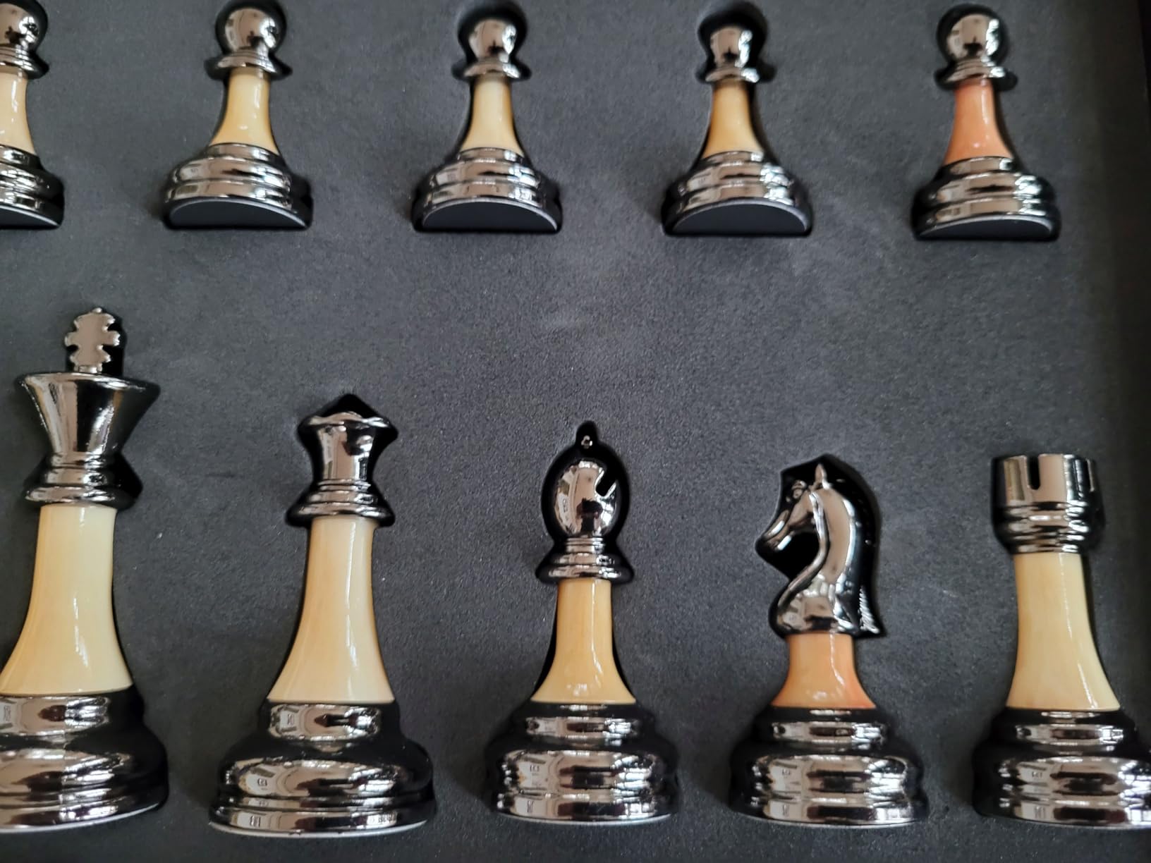 Luxury Large Metal & Acrylic Chess Set with Wooden Chess Board (17'') - Weighted Metal Pieces with 3.5'' King, Foldable Tournament Chess Set for Adults & Kids, Professional Family Board Game customer photo 2
