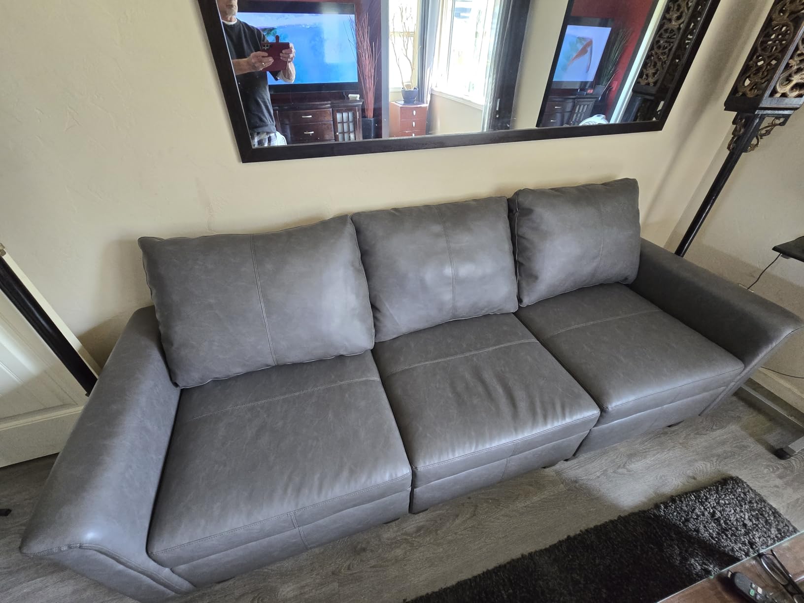 Faux Leather Sectional, 91