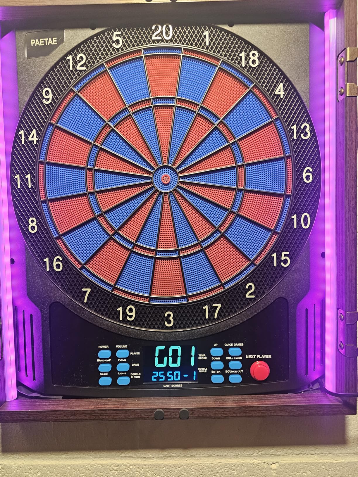 Electronic Dart Board with Cabinet Set, Electric Digital Dart Boards for Adults with Light Strips, Soft Tip Dartboard Cabinet Door with Large Cricket Display and Darts Storage for 12 Darts customer photo 2