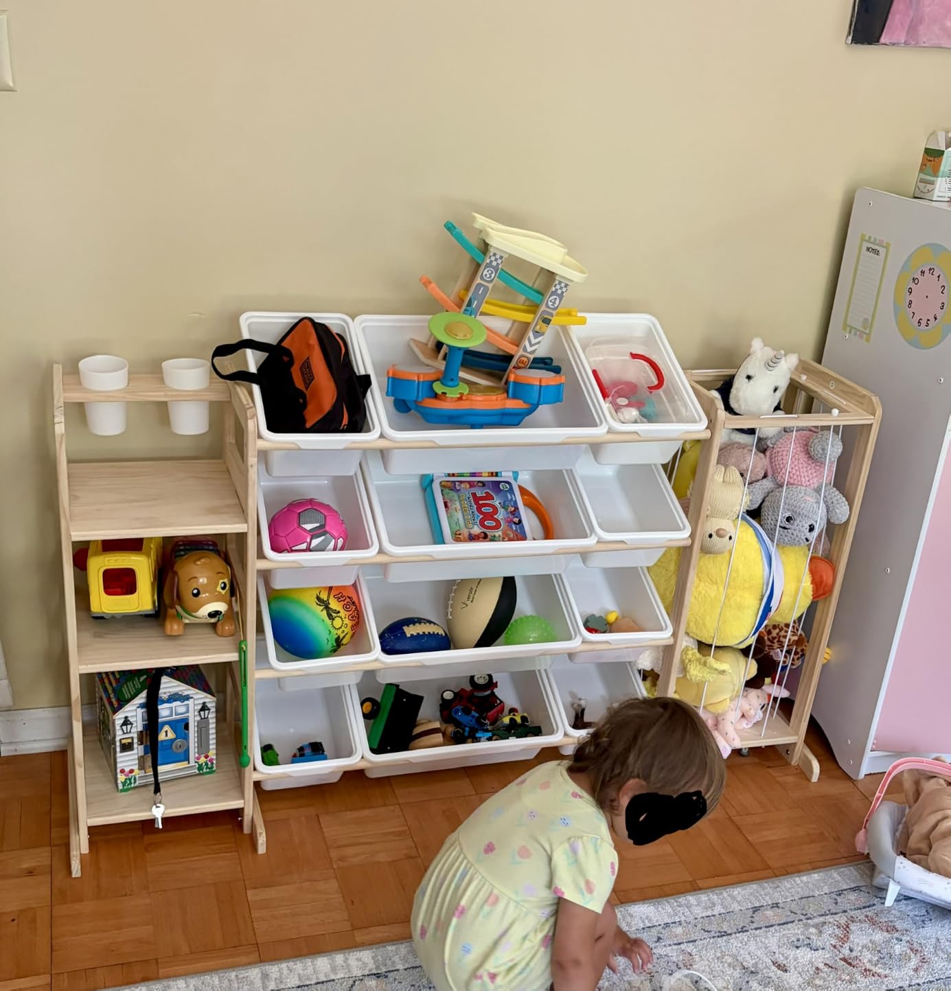 Toy Storage Organizer with Bookshelf and Stuffed Animal Storage - Kids Playroom Organization with Shelves and 12 Toy Bins - Toddler Living Room Toy Box for Lego - Nursery Bedroom Decor Essential customer photo 2