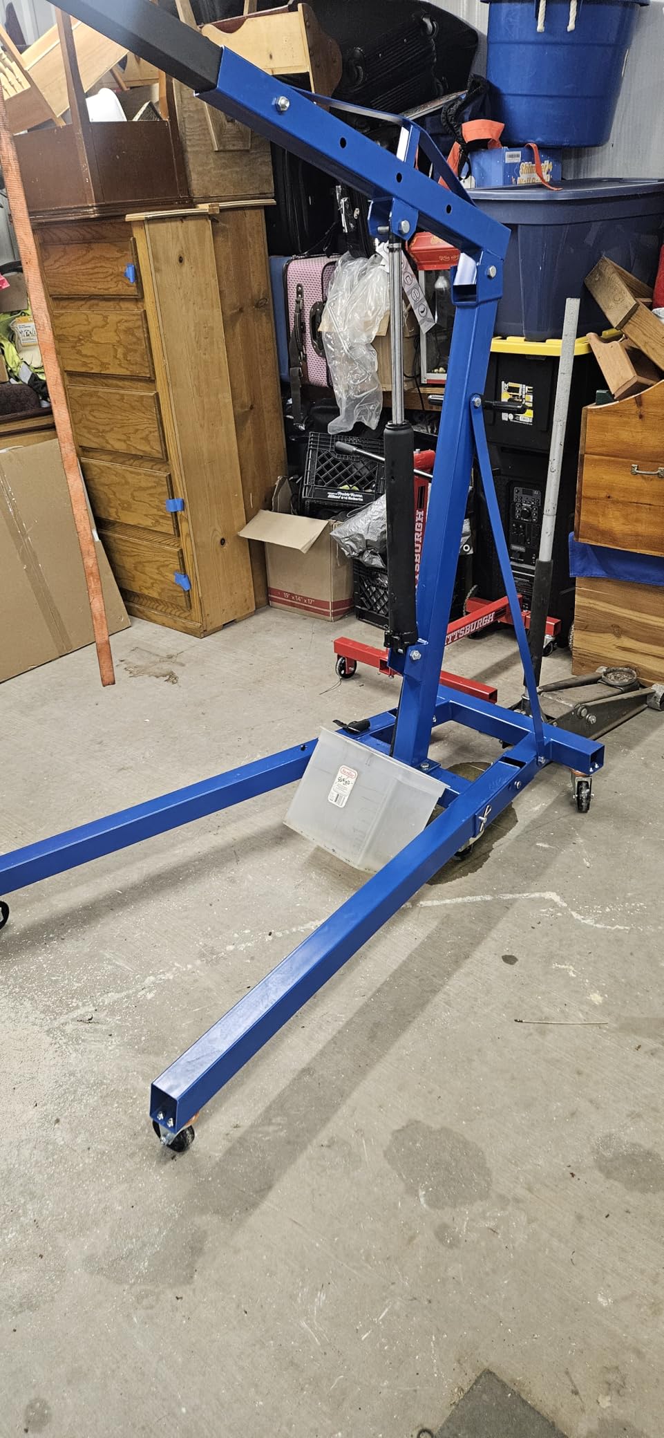 2 Ton Hydraulic Engine Hoist Crane, Folding Heavy-Duty Cherry Picker with 6 Locking Wheels & 4 Boom Positions, for Truck/SUV Engines, Garage Workshop, Industrial Lifting (Net Wt. 157 lbs) customer photo 1