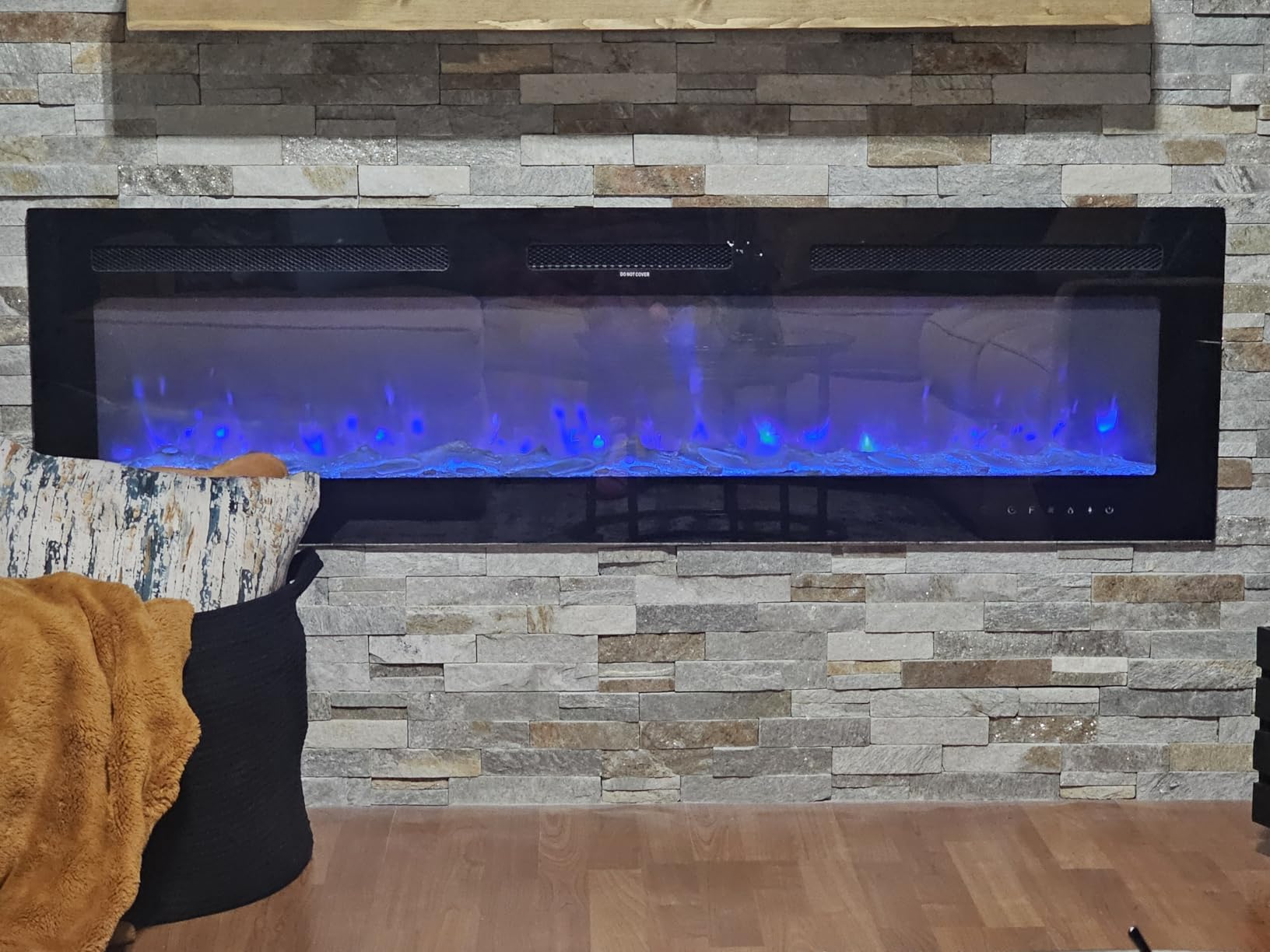 EUHOMY 60 Inch Electric Fireplace Recessed Wall Mounted with Remote Control, Fireplace Heater with Adjustable Flame Color, Linear Fireplace with Timer, Log & Crystal, 750/1500W (2026 Upgrade) customer photo 2