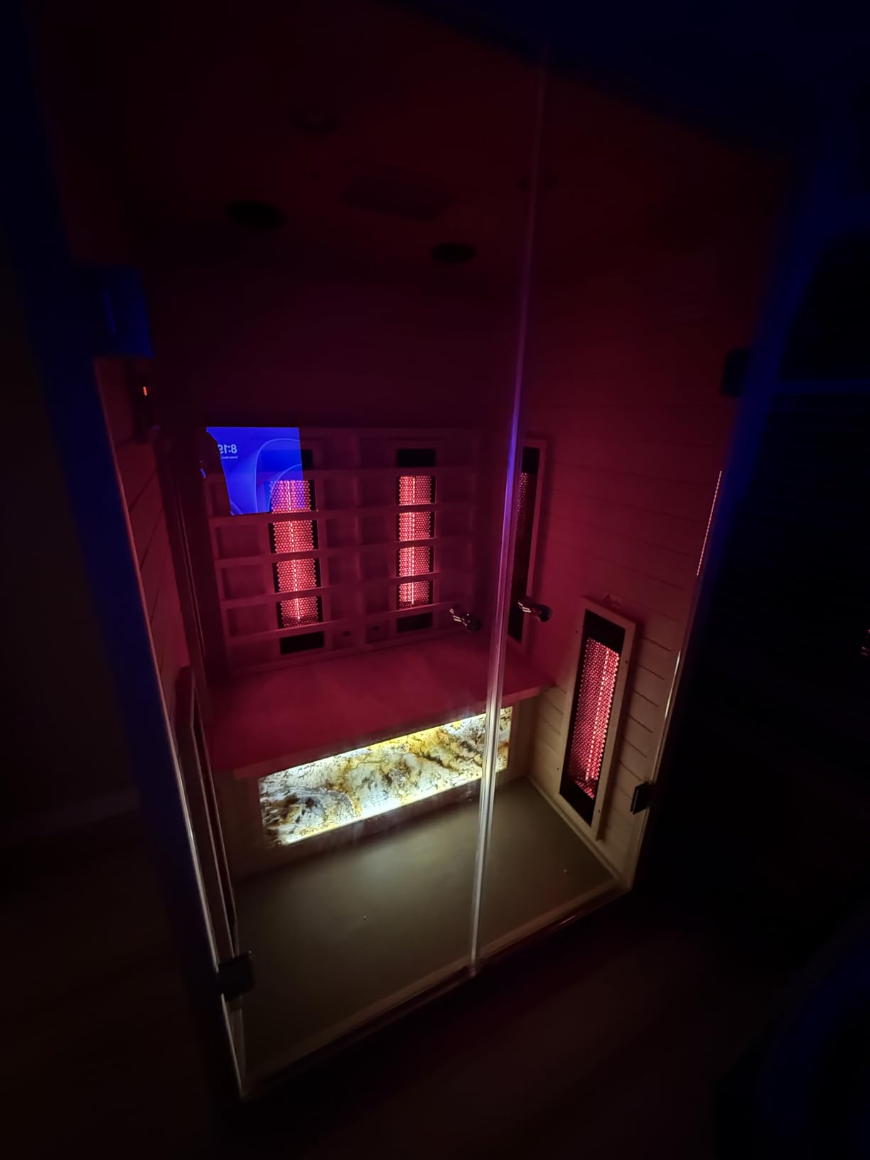 Outdoor Sauna 2 Person Low EMF Ceramic Infrared Saunas for Home | Mahogany Wood Home Sauna Room 2 Person Infrared Home Sauna with Bluetooth Speakers, LED Reading Lamps, Chromotherapy Lights customer photo 1