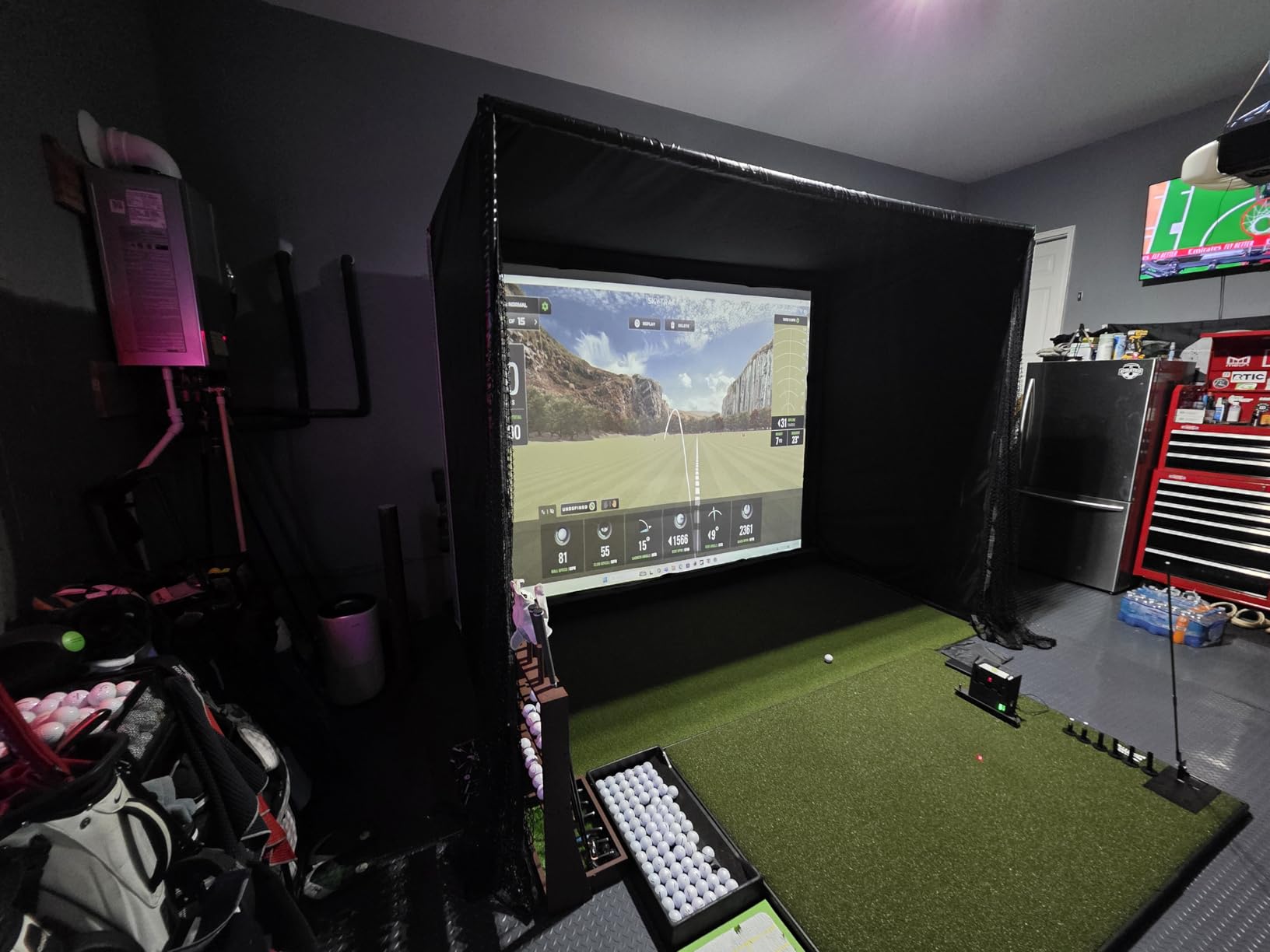 Golf Simulator Enclosure Kit with Premium HD Impact Screen, Full Safety Padding & Blackout Curtain, Home Golf Sim Setup Launch Monitors Compatible, Indoor Cage Net Golfing Accessories customer photo 2