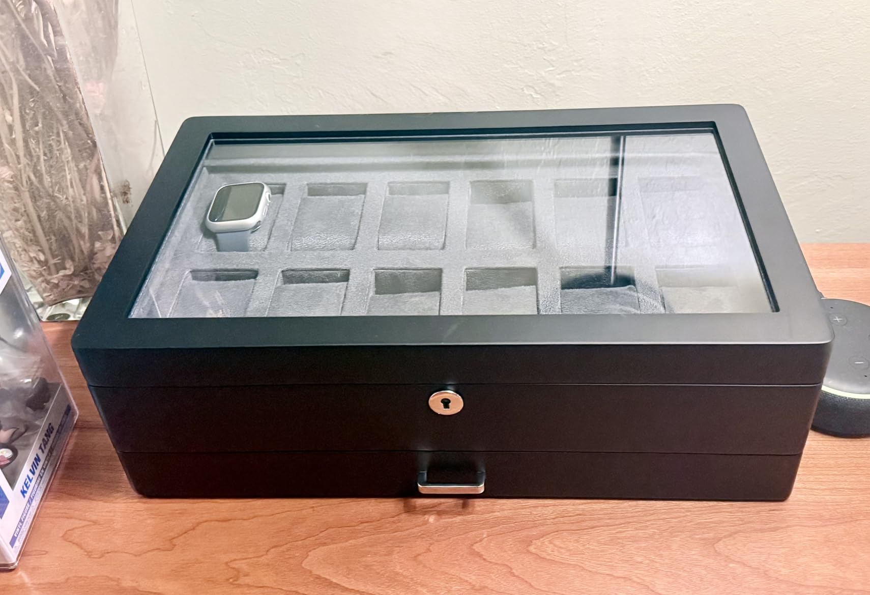 ROTHWELL 12-Slot Solid Walnut Watch Box with Valet Drawer - Premium Jewelry Display Case Organizer with Locking Glass Top and Microsuede Liner for Men & Women (Tan Interior) customer photo 2