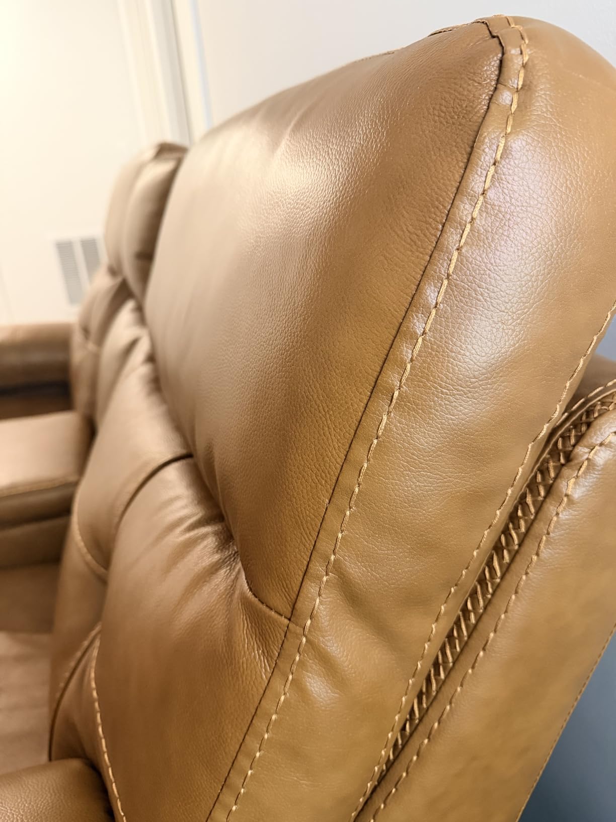 CANMOV Genuine Leather Power Recliner Sofa, 3 Seater Reclining Sofa with Comfortable Arms and Back, Modern Electric Recliner Couch Set with Hidden Cup Holders, USB Port for Living Room, Brown customer photo 1