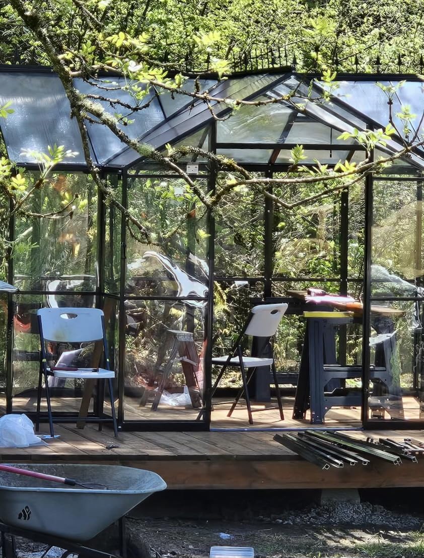 AMERLIFE 12 x 10 x 8-Ft Hybrid Polycarbonate Greenhouse | Quick-Connect Aluminum Frame, Dual Roof Vents, Double Doors, Gutters, Walk-In Design, Black customer photo 2