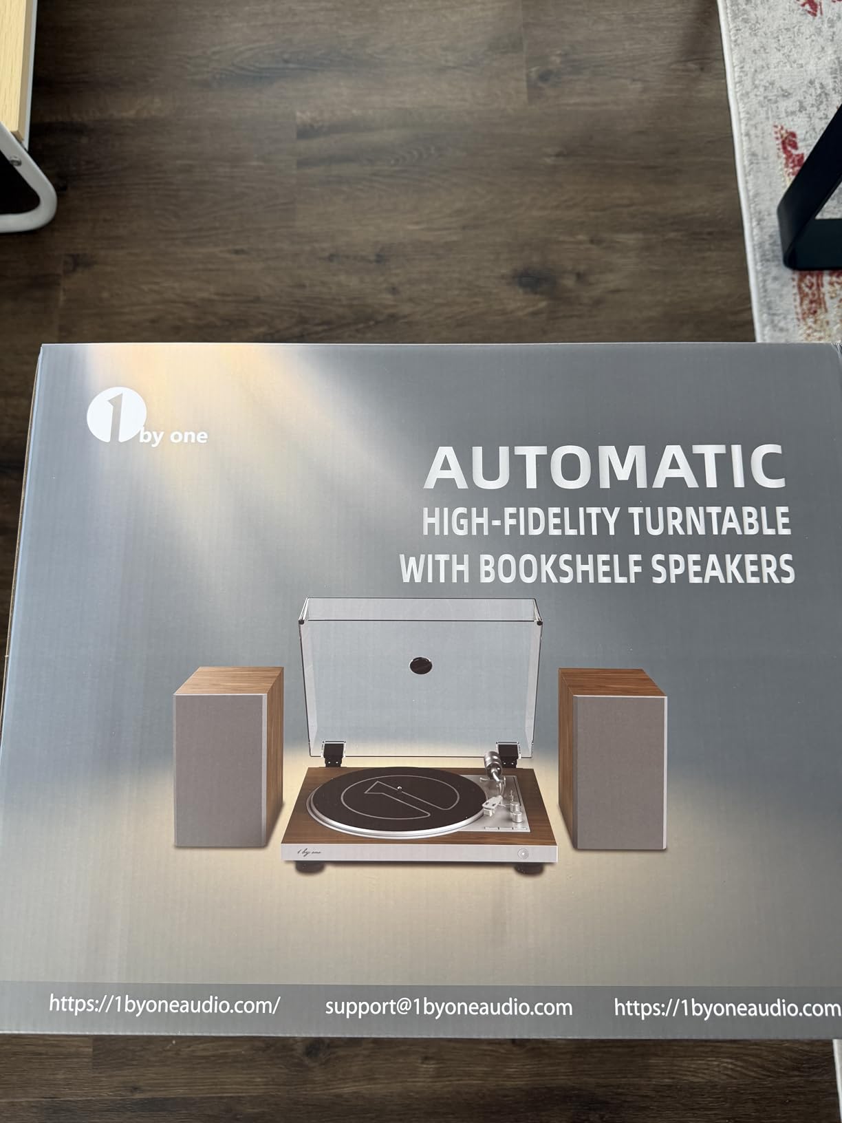 1 BY ONE Fully Automatic Record Player, HiFi Vinyl Turntable with Automatic Repeat Function, Bookshelf Speakers, Remote Control, Built-in Phono Preamp & DSP, AT-3600L Cartridge, Belt Drive 2-Speeds customer photo 1
