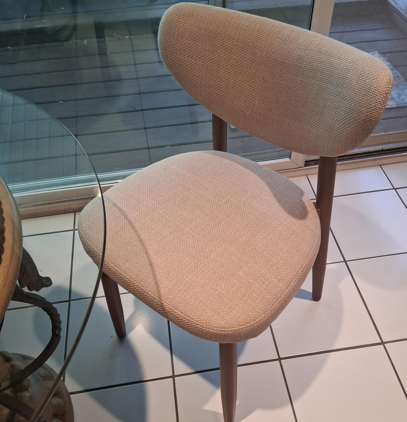 VASAGLE Wooden Dining Chairs Set of 2, Upholstered Kitchen Chairs | Solid Wood Legs, Ergonomic Curved Backrest, Built-in Handle, Mid Century Modern, for Kitchen Dining Vanity, Cappuccino Beige customer photo 1