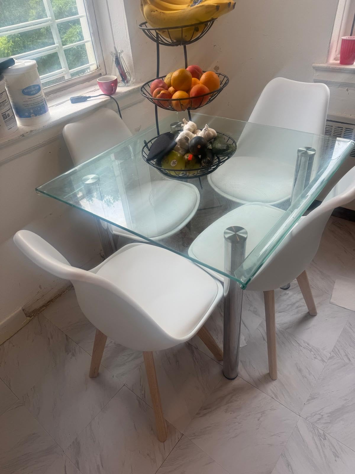 Dining Chairs Set of 4, Modern Upholstered Dining Room Chairs with PU Leather Padded Seat, Armless Kitchen Chairs with Curved Backrest and Solid Wood Legs for Dining Room, Kitchen, Apartment, Black customer photo 1