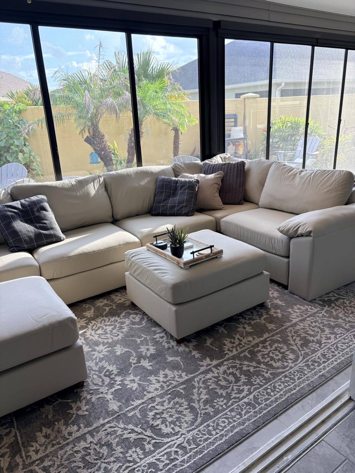 EASE MOOSE Modular Sectional Sofa, U Shaped Scratch Resistant Couch, Beige | Pet-Friendly Faux Leather, Large Deep Seat, Easy to Clean, Solid Wood Frame, Easy Assembly, Scratch Resistant customer photo 1