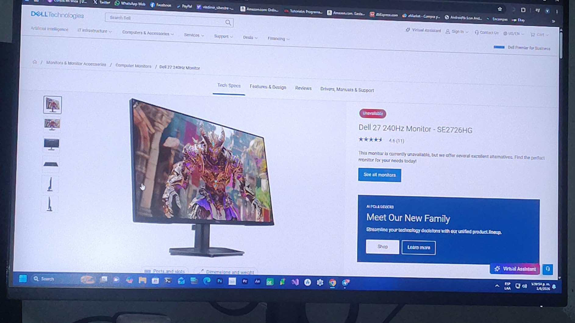 Dell 27 240Hz Gaming Monitor - SE2726HG - 27-inch FHD (1920x1080) 240Hz Display, in-Plane Switching (IPS) Technology, AMD FreeSync Premium, TÜV 3-Star, 2X HDMI, DisplayPort 1.4, Tilt customer photo 2