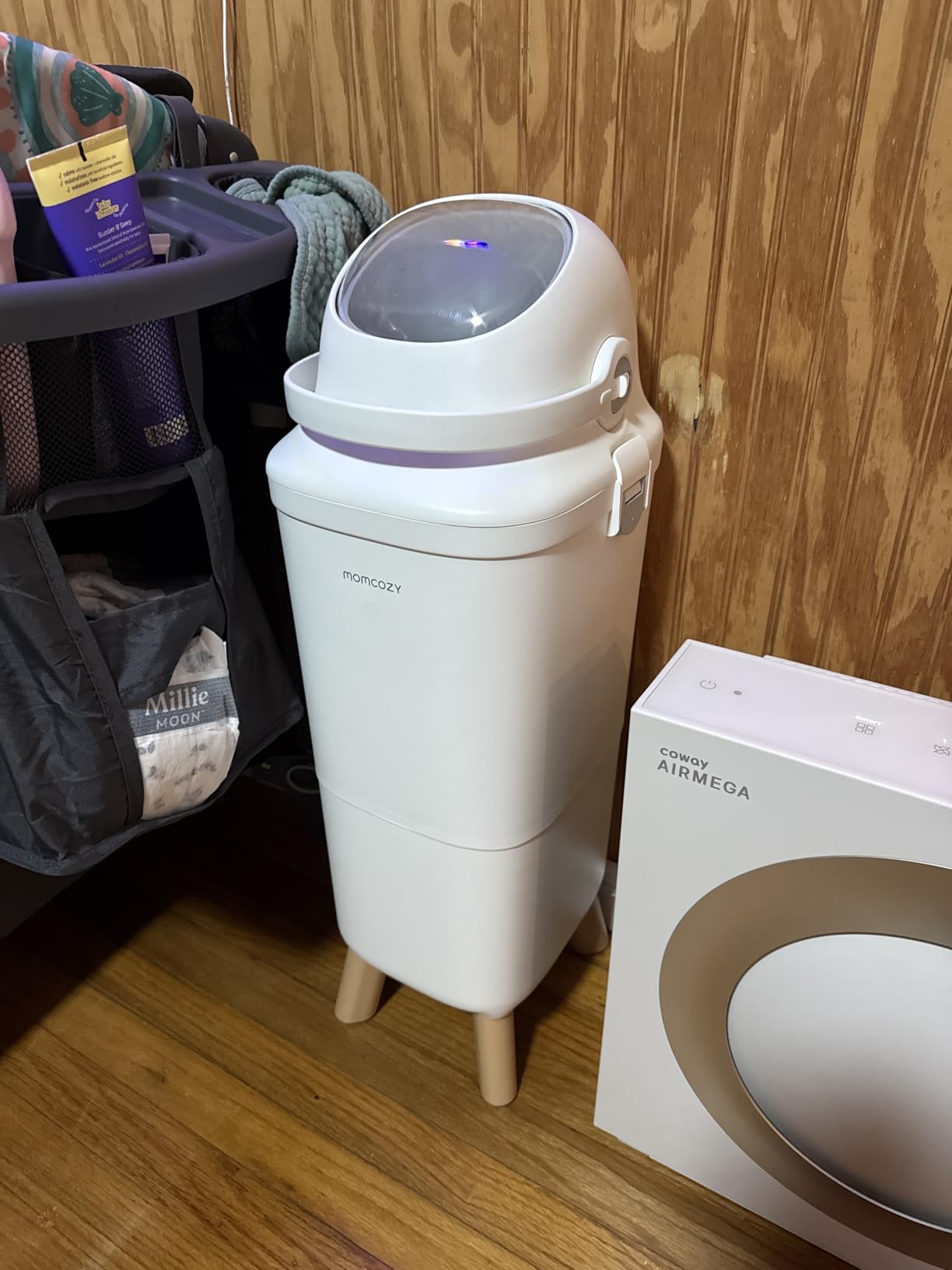 Momcozy Diaper Pail, Triple-Seal Odor Control, Fits Standard Trash Bags | Wide Opening for One-Hand Disposal, 28.86-Inch Ergonomic Height, Large Capacity with Viewing Window and Childproof Lock customer photo 1