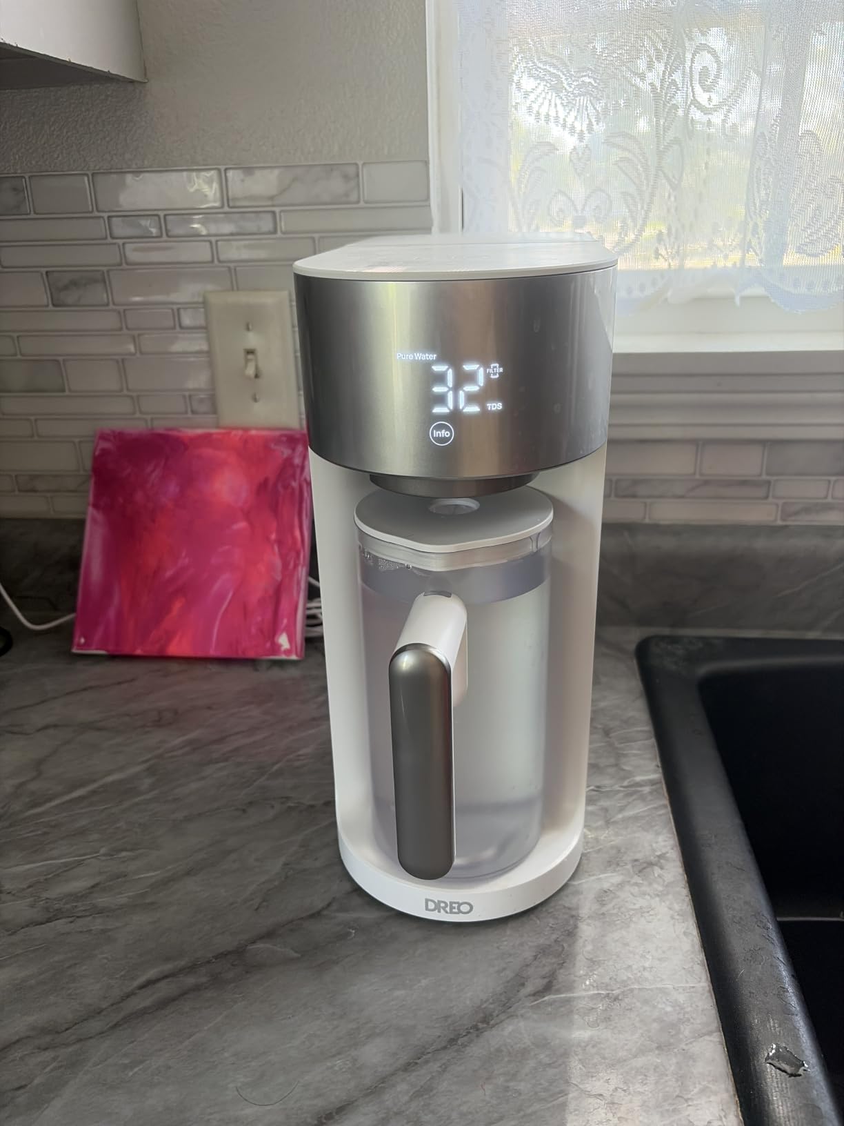 DREO Reverse Osmosis Water Filter Countertop, RO Filtration System, 3:1 Pure to Drain, TDS & Filter Life & Autofill Pitcher, Installation-Free, Self-Cleaning Water Purifier customer photo 2