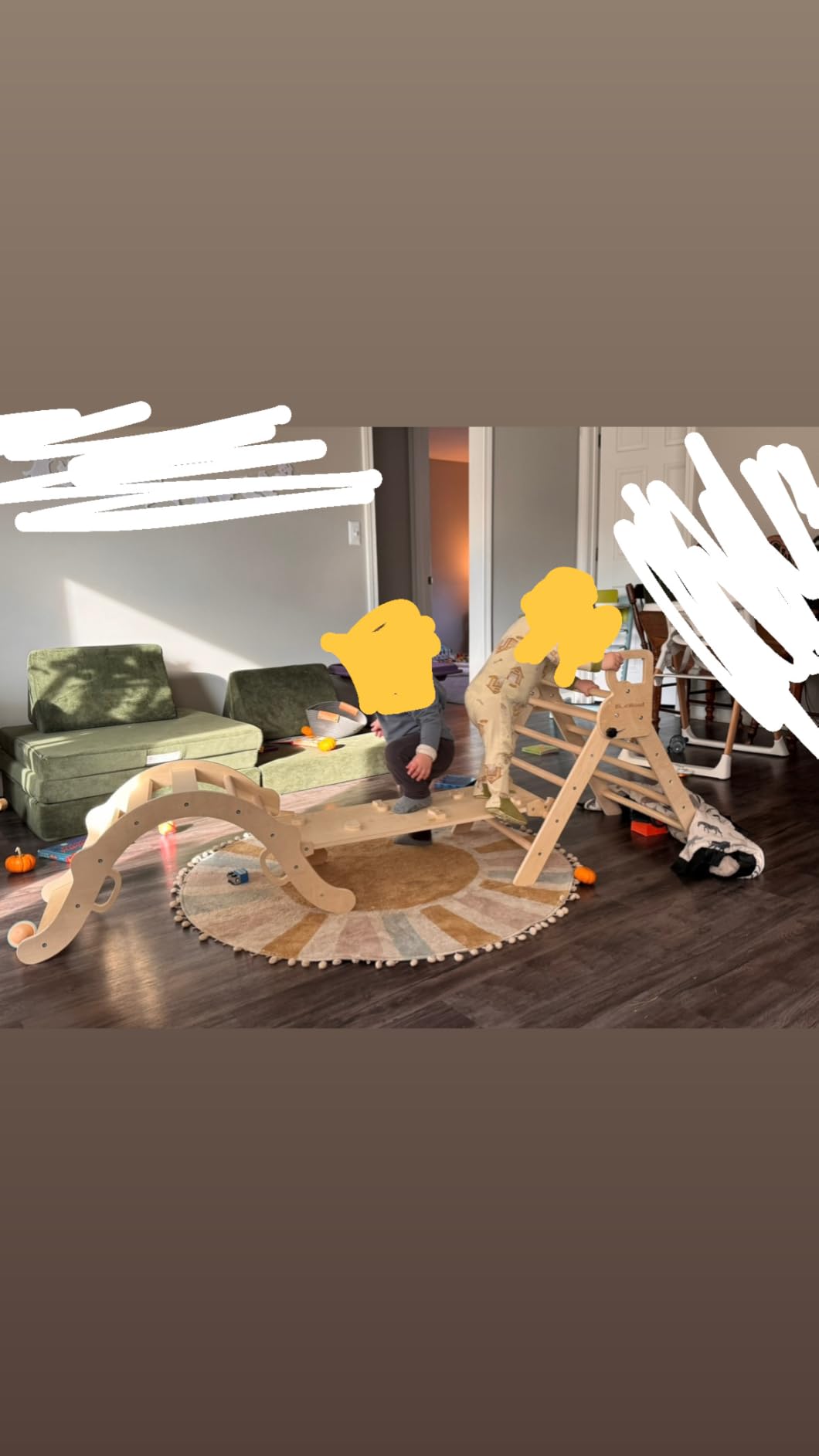 BlueWood Pikler Triangle Set, Toddler Climbing Toys Indoor 7in1 Foldable | Wooden Climber for Kids, Montessori Philosophy Play Jungle Gym with Arch, Ramp, Ladder (Colorful Spring) customer photo 1