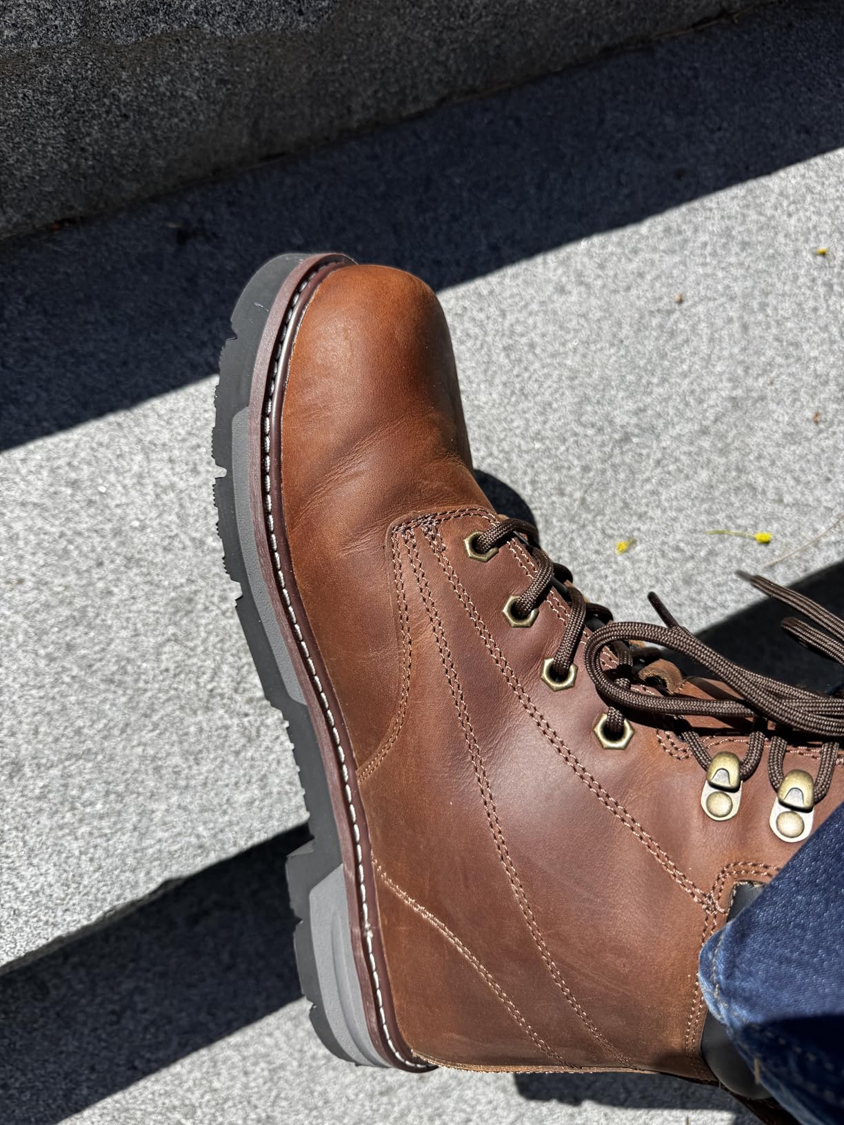 NINGO Steel Toe Work Boots for Men, Water Resistant Crazy Horse Leather | Comfortable Lightweight Non Slip Work Shoes, EH Protection Steel Toe Boots, Arch Support, Construction Industrial Warehouse customer photo 2