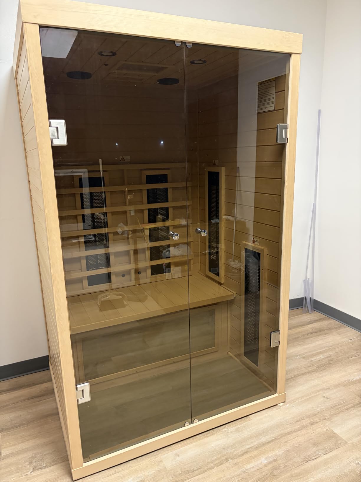 3 Person Infrared Sauna Ceramic Infrared Sauna w/Red Light Therapy | Far & Near Infrared Sauna Indoor, Low EMF Infrared Saunas for Home, Hemlock Deluxe Glass Home Sauna with Granite Backdrop customer photo 2
