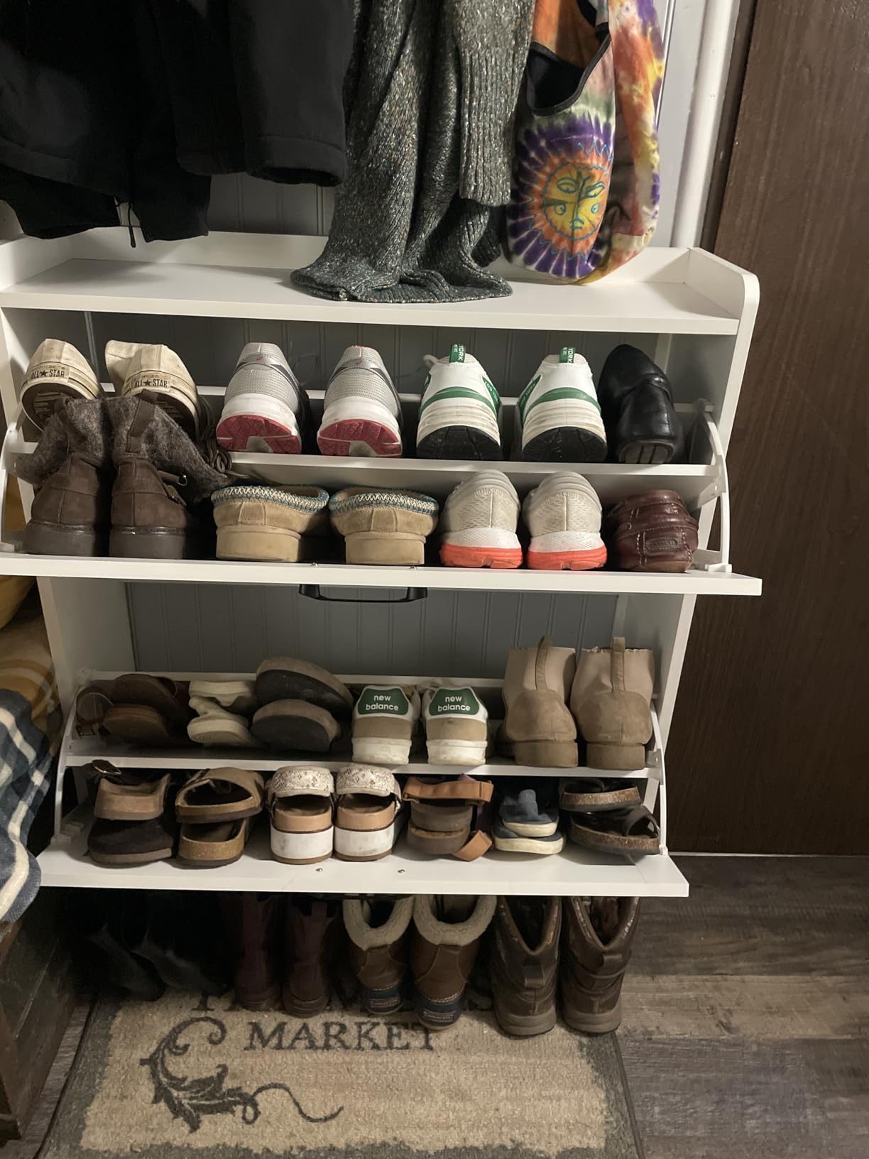 GRUSIGN Shoe Cabinet, Shoe Storage Cabinet with 2 Flip Drawers & Adjustable Shelf, Space-Saving Shoe Organizer - Holds 16+ Pairs, Narrow Shoe Cabinet Storage for Entryway/Hallway (White) customer photo 2