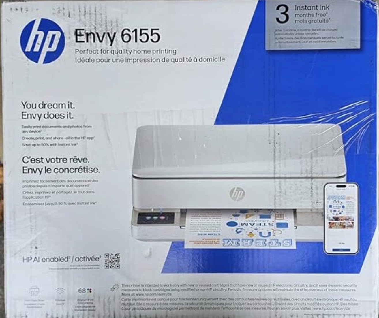 HP Envy 6155 Wireless All-in-One Color Inkjet Printer, Print, Scan, Copy, Duplex Printing, AI-Capable (C2WR7A) customer photo 1
