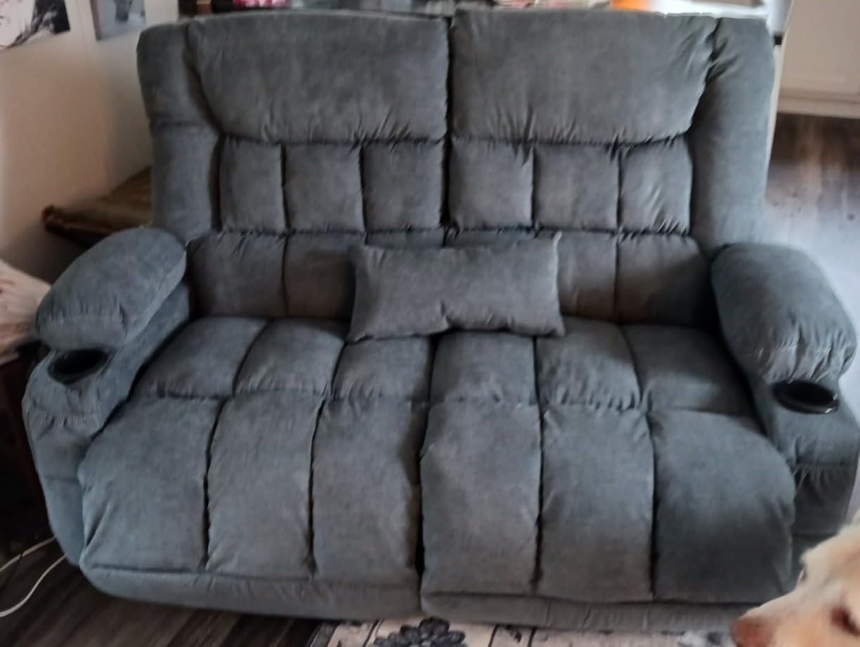 BOSMILLER Recliner 3-Seat Sofa with Cup Holders for Living Room, Manual Sofa Recliner with Side Pocket customer photo 1