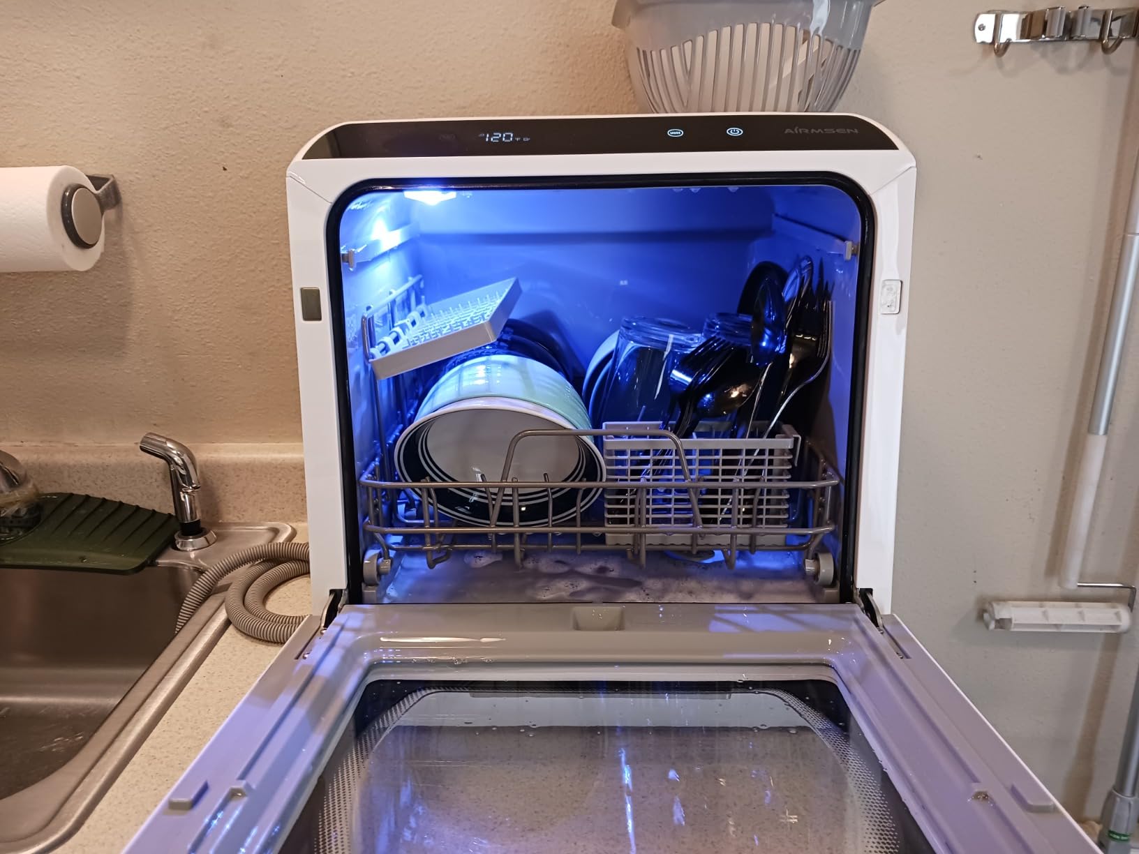 AIRMSEN Portable Countertop Dishwasher, No Hookup Needed | 6 Programs, 1-Hour Hot Air Drying & 72-Hour Air Circulation, Built-in Water Tank, for Home, Apartments & RVs customer photo 2
