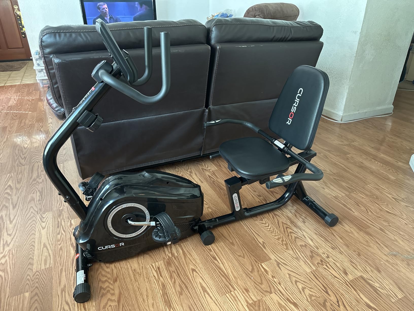 CURSOR FITNESS Exercise Bike, Stationary Bikes for Home with Brake Pad | Indoor Cycling Low Noise Bike for Home with Exclusive App, Spin Workout Bike with Tablet Mount, 300 lb Weight Capacity customer photo 1