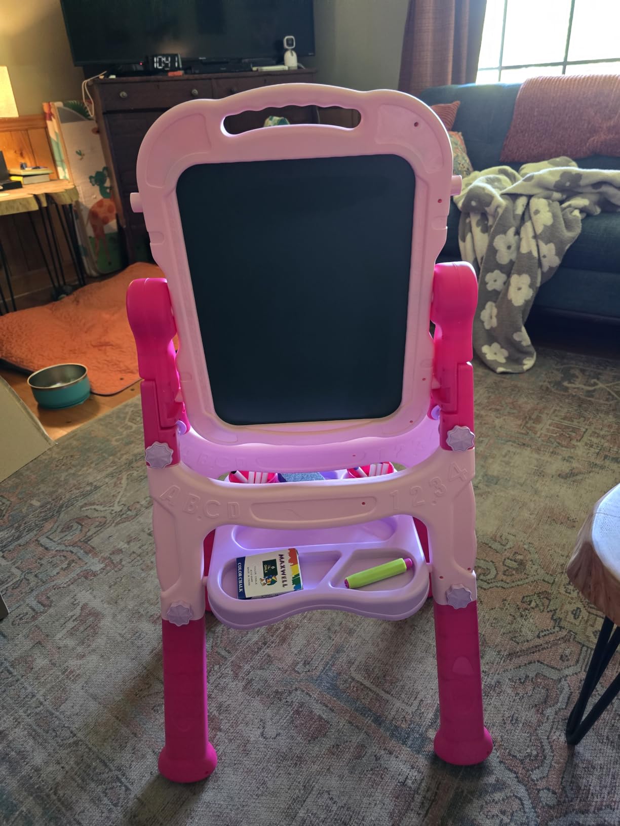 Kids Art Easel for Toddlers Age 3-4 Magnetic Double-Sided Drawing Board | Chalkboard & Whiteboard Adjustable Easel with Painting Accessories Educational Toys for 3 4 5 Year Old Girl Birthday Gifts customer photo 1