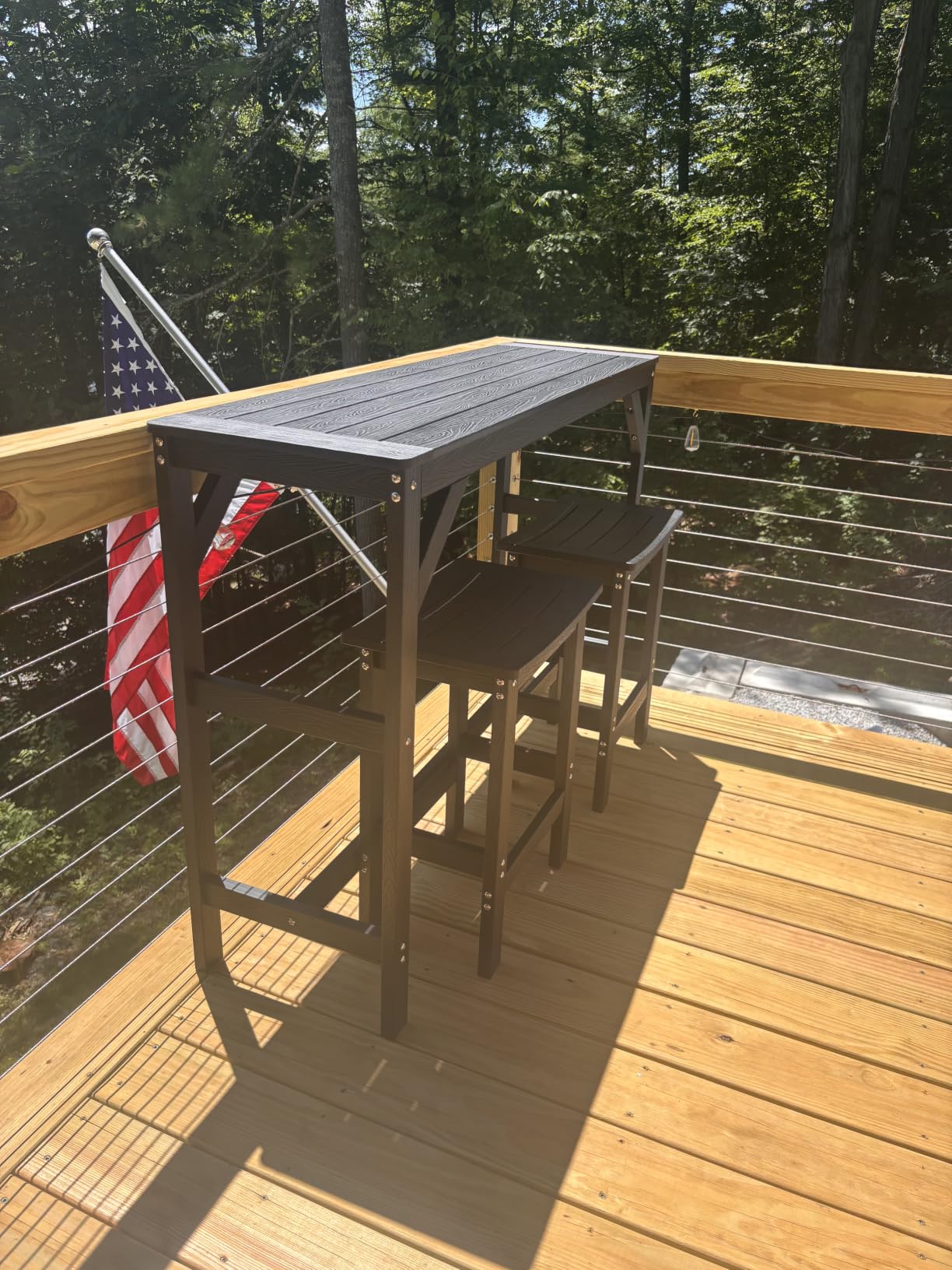 5Pcs HIPS Outdoor Bar Set, Weatherproof Patio Bar Table and Chairs Set for Outside, 55