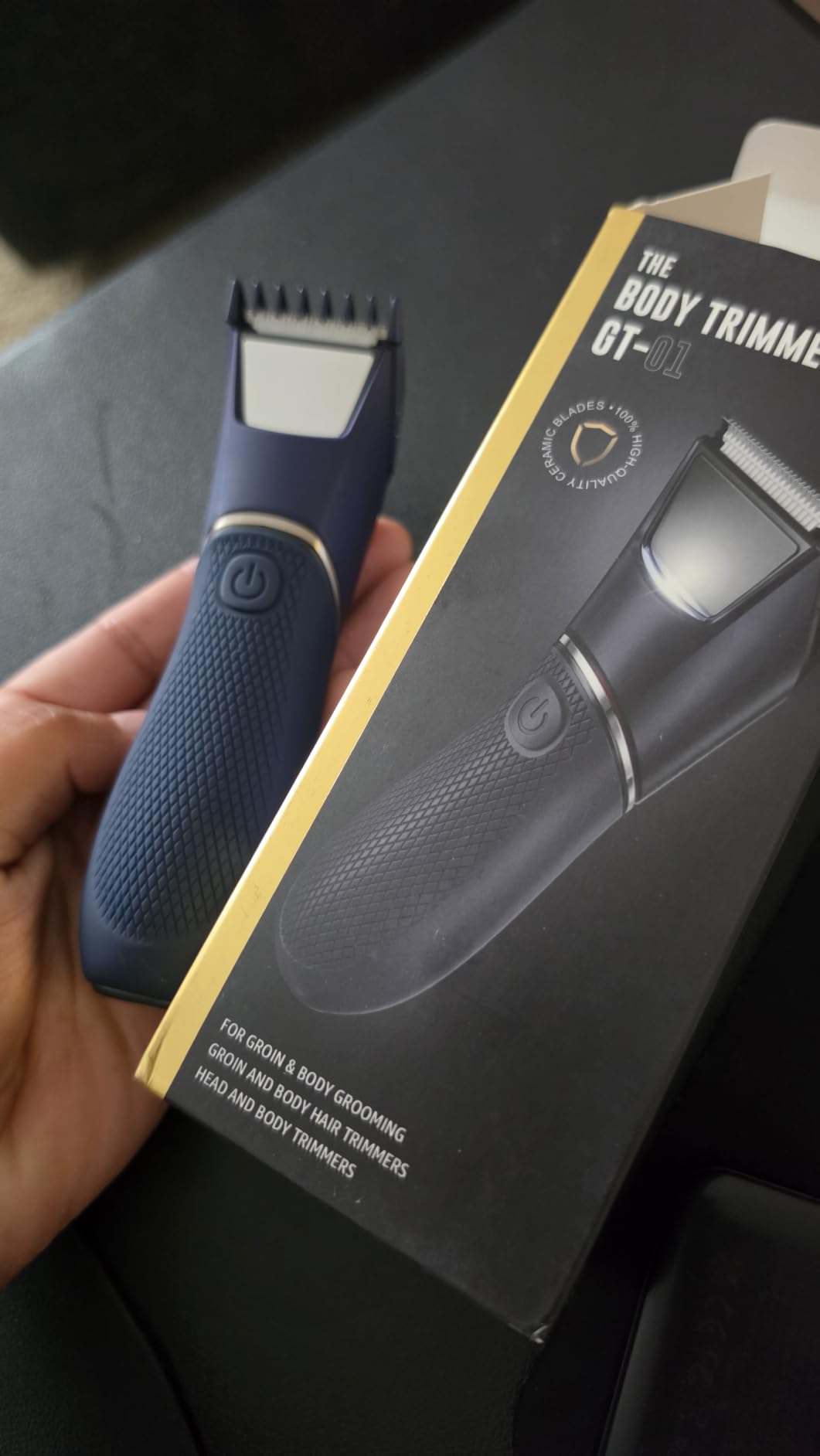 Body Hair Trimmer for Men: Mirror & LED Light, IPX7 Wet or Dry | Pubic Hair Ball Trimmer - Ceramic Blade, No Nicks, 1-Hr USB-C Charge, Body Groomer with Travel Lock for Groin/Legs/Chest customer photo 1
