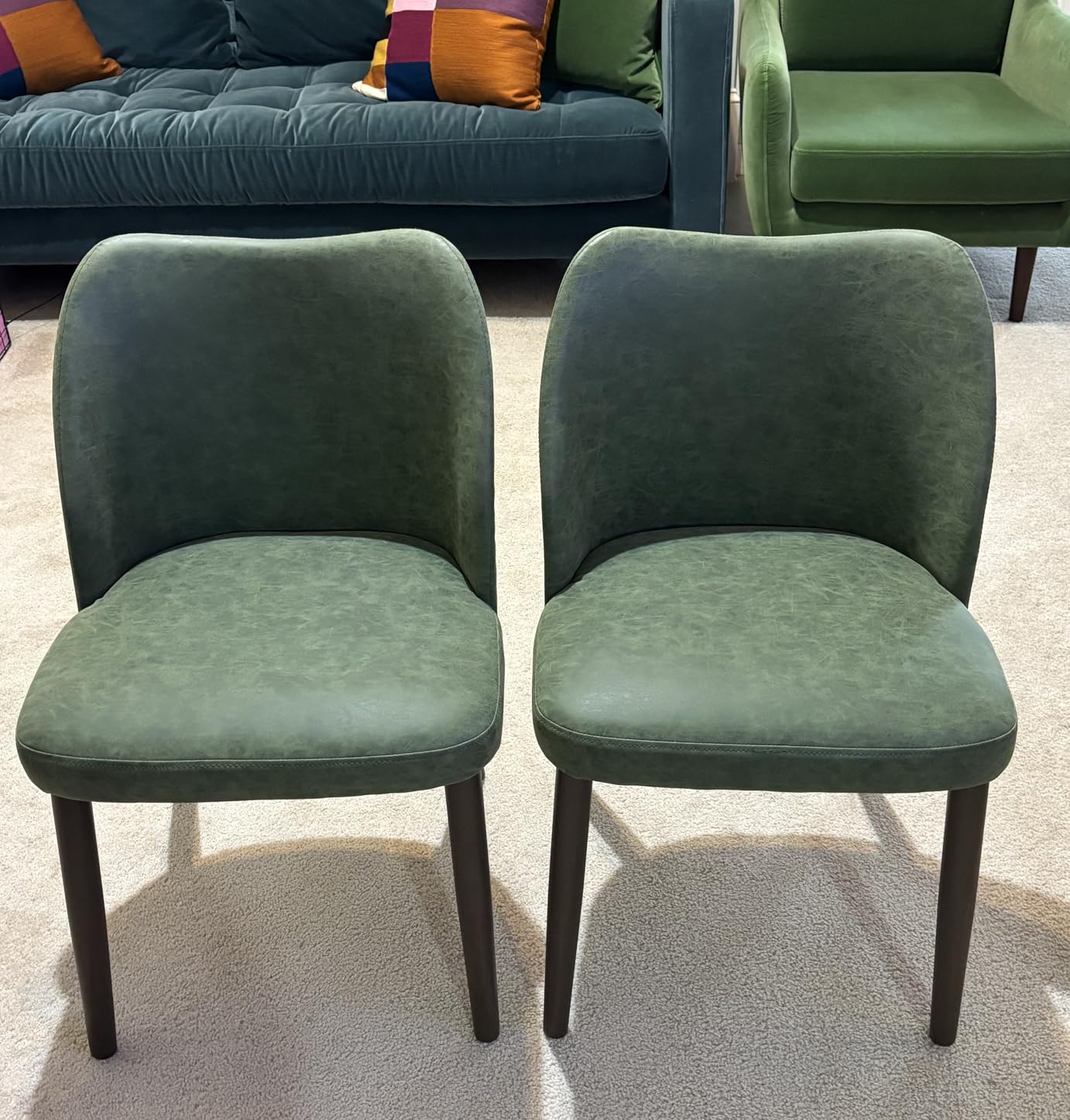 COLAMY Upholstered Dining Chairs Set of 4, Modern Kitchen & Dining Room Chairs with Curved Back, Fabric Padded Seat and Solid Wood Legs, Side Chairs for Restaurant, Cafe & Home, Beige customer photo 2