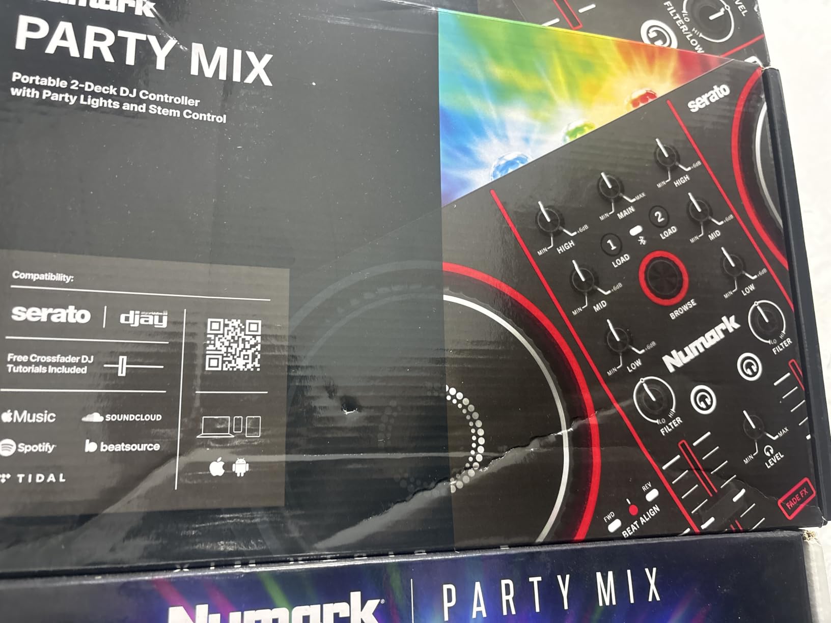 Numark Party Mix III Bluetooth DJ Controller with Built-in Lights | Beat Assist, Smart Fader, 16 Pads, 2 Deck DJ Mixer, Stems Control, USB-C, Serato DJ Lite and Algoriddim djay Included customer photo 2