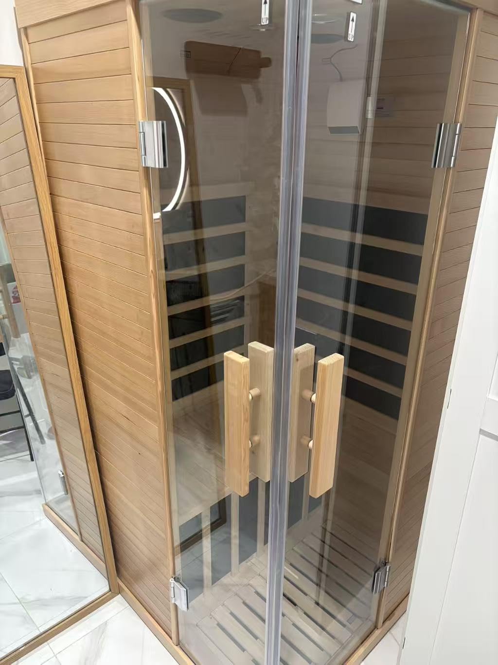 Outdoor Sauna, 4-6 Person Tradition Wood Dry&Steam Sauna with Sauna Stone, 220V/6KW Electric Heater customer photo 1