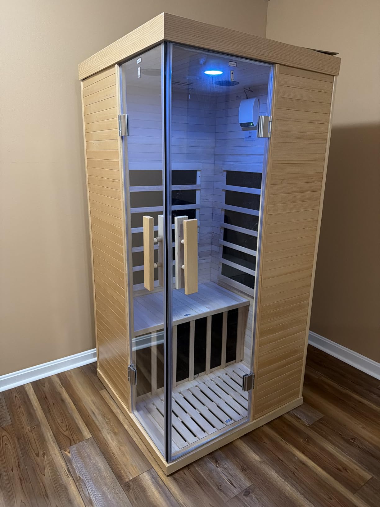 Outdoor Sauna, 4-6 Person Tradition Wood Dry&Steam Sauna with Sauna Stone, 220V/6KW Electric Heater customer photo 2