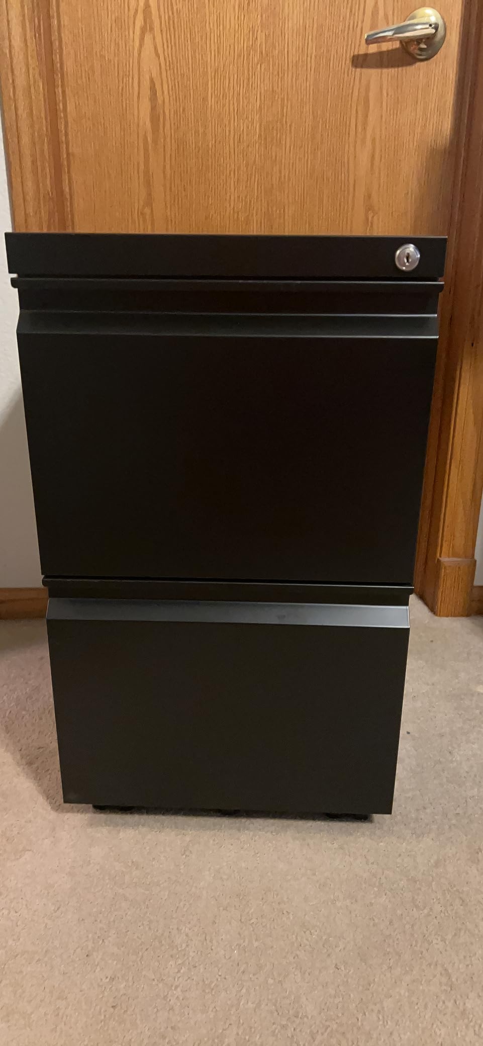 Aobabo 4 Drawer Metal File Cabinet with Lock and Wheels, Black | Anti-tilt narrow vertical cabinet with 4-wheel mobility for letter/legal hanging folders; assembly required customer photo 2