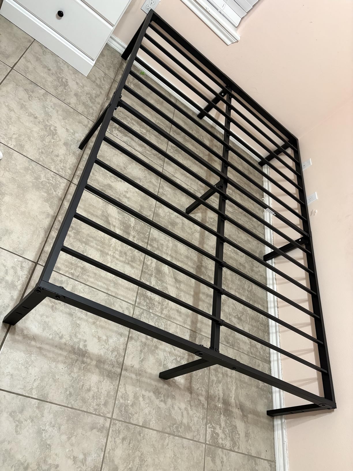 Sweetcrispy Full Size Bed Frame with LED Lights and Charging Station, Platform Bedframe with Storage Drawers, 3-Tier Shelves and Under Bed Storage, No Box Spring Needed for Bedroom Furniture, Black customer photo 1