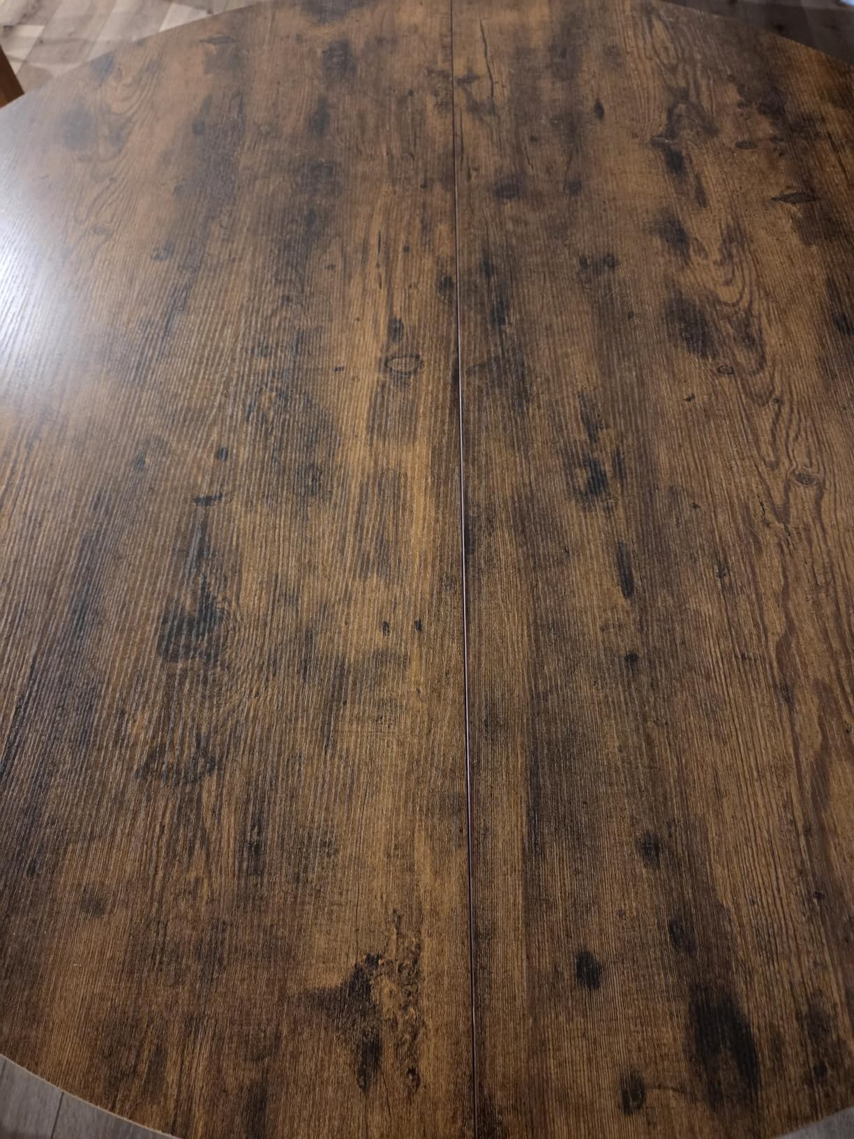 Jocoevol Round Dining Table for 4, Kitchen Dining Room Circle Dinner Pedestal Table, Space Saving Wood Kitchen & Dining Room Furniture (Vintage, 46In) customer photo 1