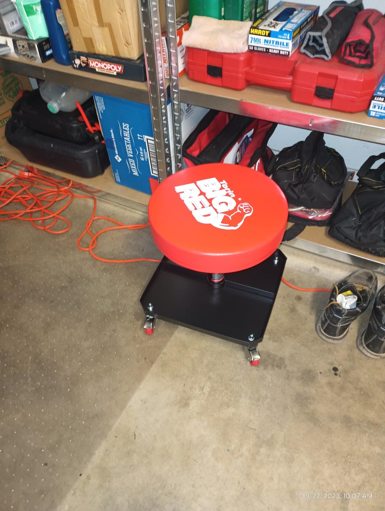 Big RED Pneumatic Rolling Mechanic Stool, Large customer photo 2