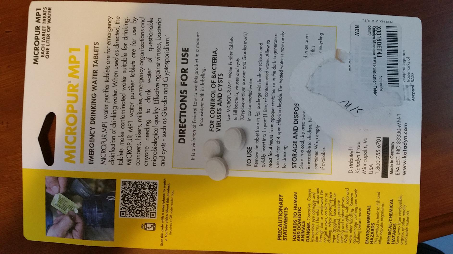 Katadyn Micropur MP1 Purification Tablets (20 Count) customer photo 2