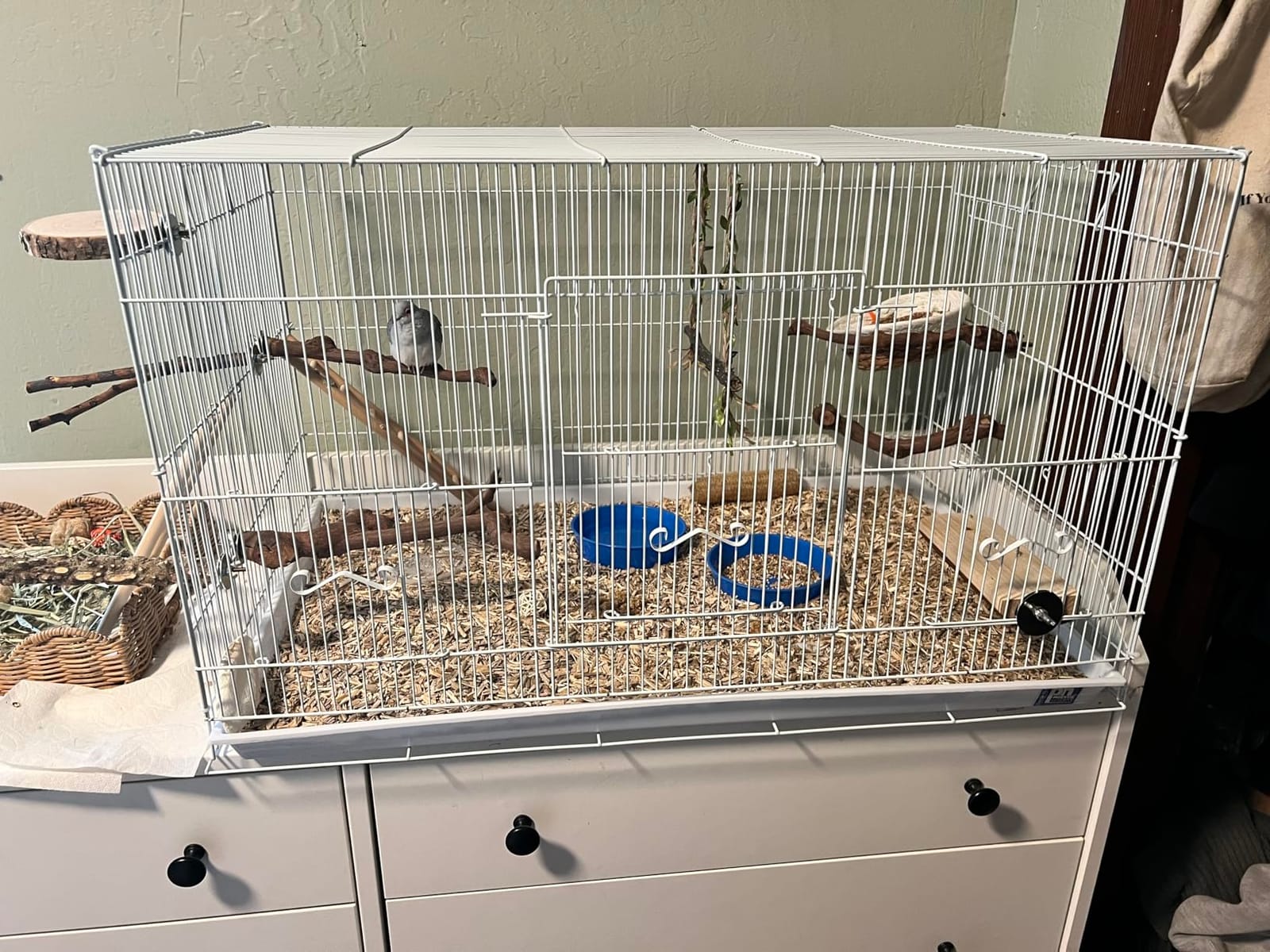 Prevue Pet Products Flight Cage Metal Steel Bird Crate, Multi-Bird Home Stackable Cage for Birds, Home Crate for Extra-Small Pet Parakeets, Finches, and More, White customer photo 1