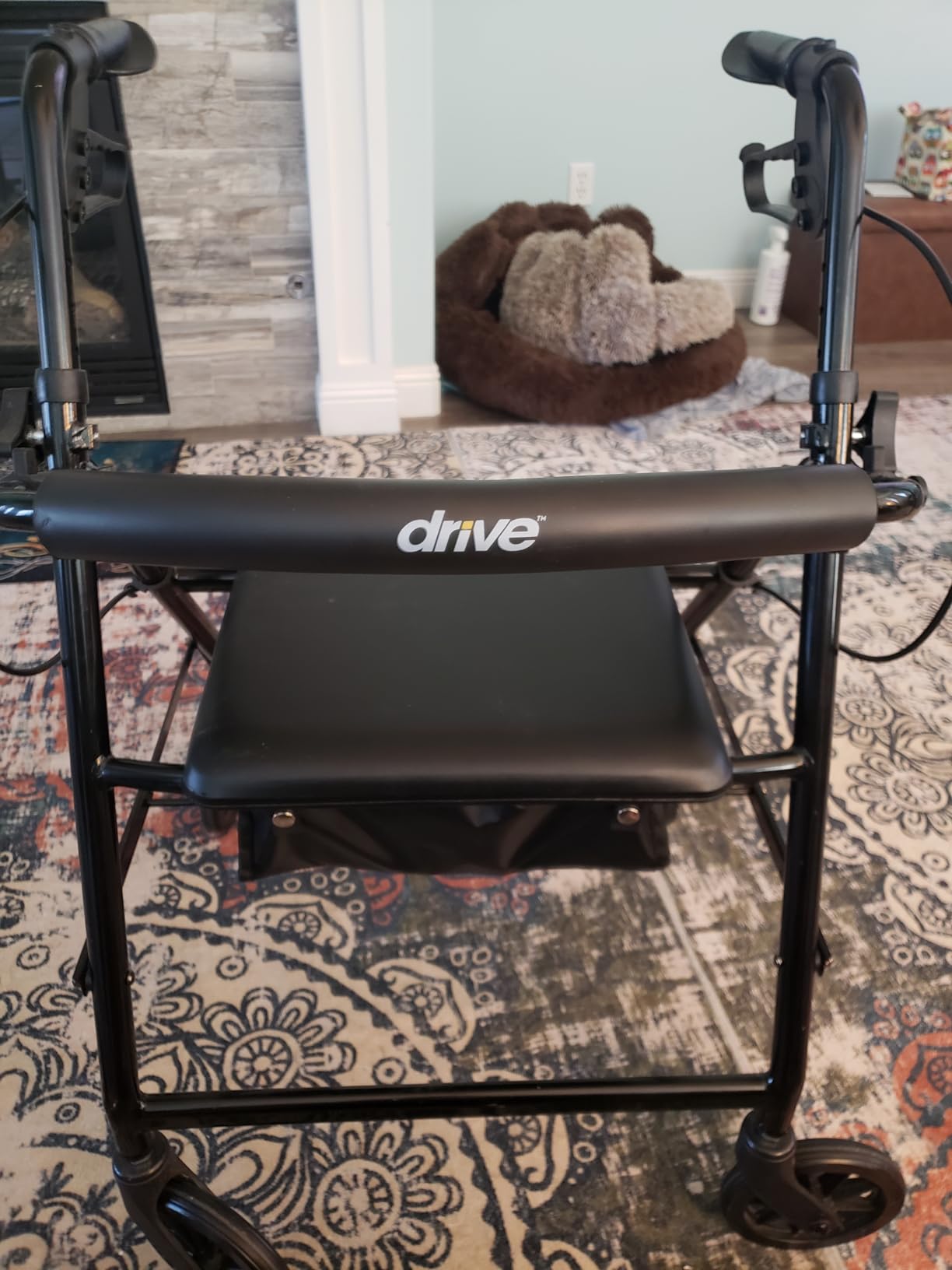 Drive Medical Aluminum Rollator Walker, Padded Seat, 6-Inch Wheels, Blue | Aluminum Rollator Walker Folds Up with 6 Inch Wheels for Indoor and Outdoor Mobility and Everyday Ease customer photo 1