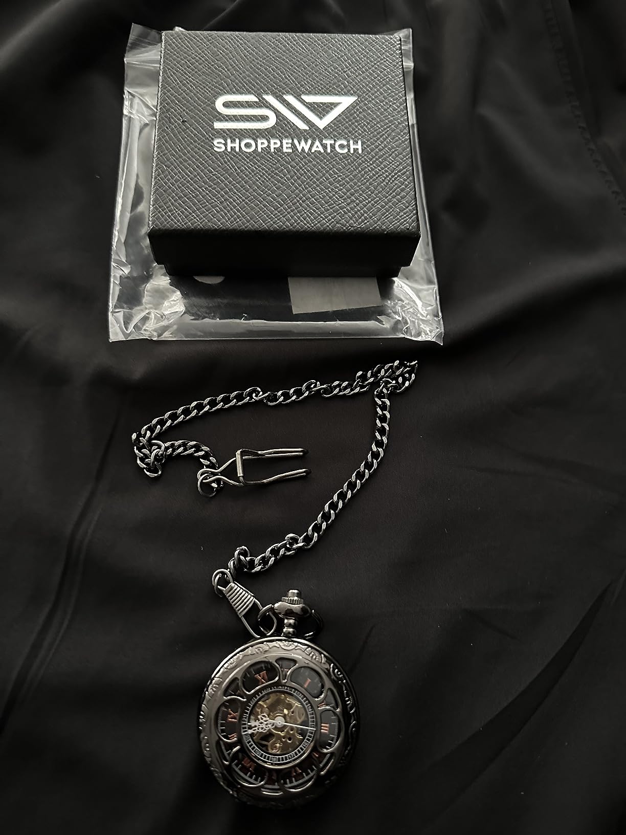 ShoppeWatch Men's Pocket Watch with Chain | Hand Winding Vintage Pocket Watch | Classic Mechanical Movement Pocketwatch | 1920s Railroad Steampunk Costume Accessory customer photo 1