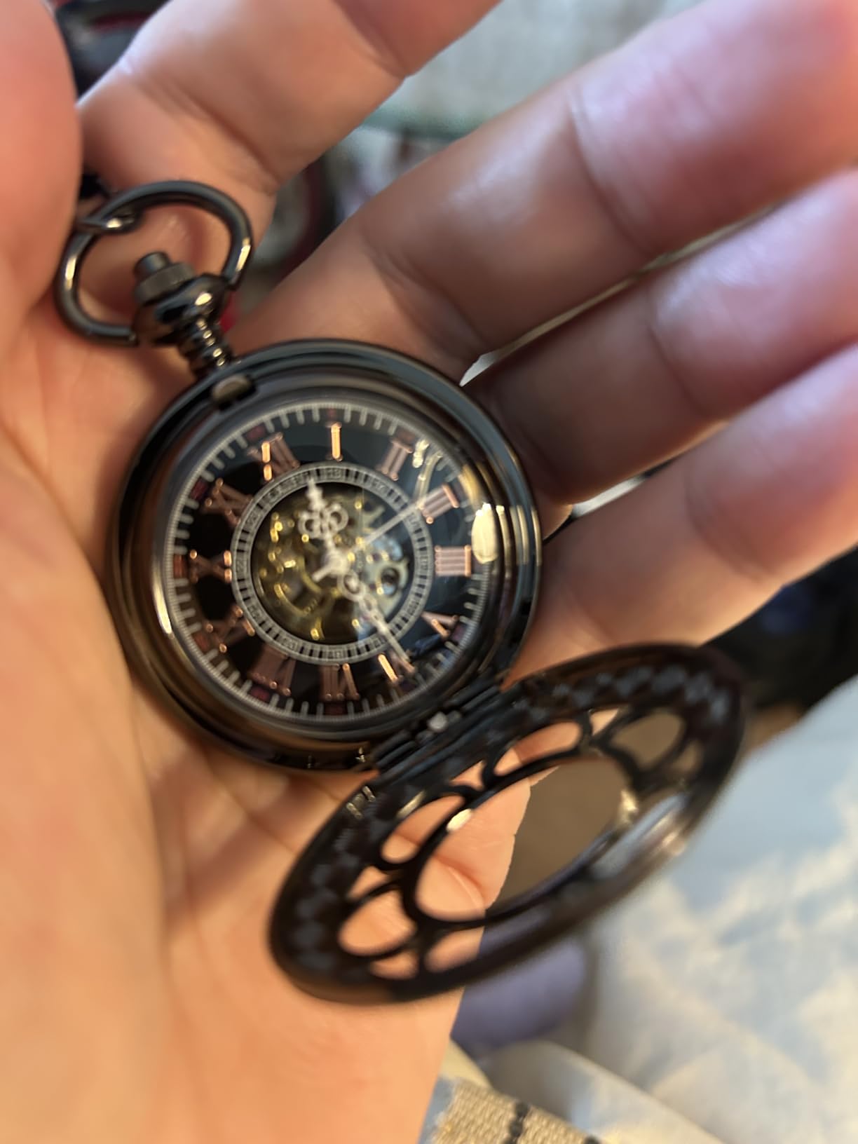ShoppeWatch Men's Pocket Watch with Chain | Hand Winding Vintage Pocket Watch | Classic Mechanical Movement Pocketwatch | 1920s Railroad Steampunk Costume Accessory customer photo 2