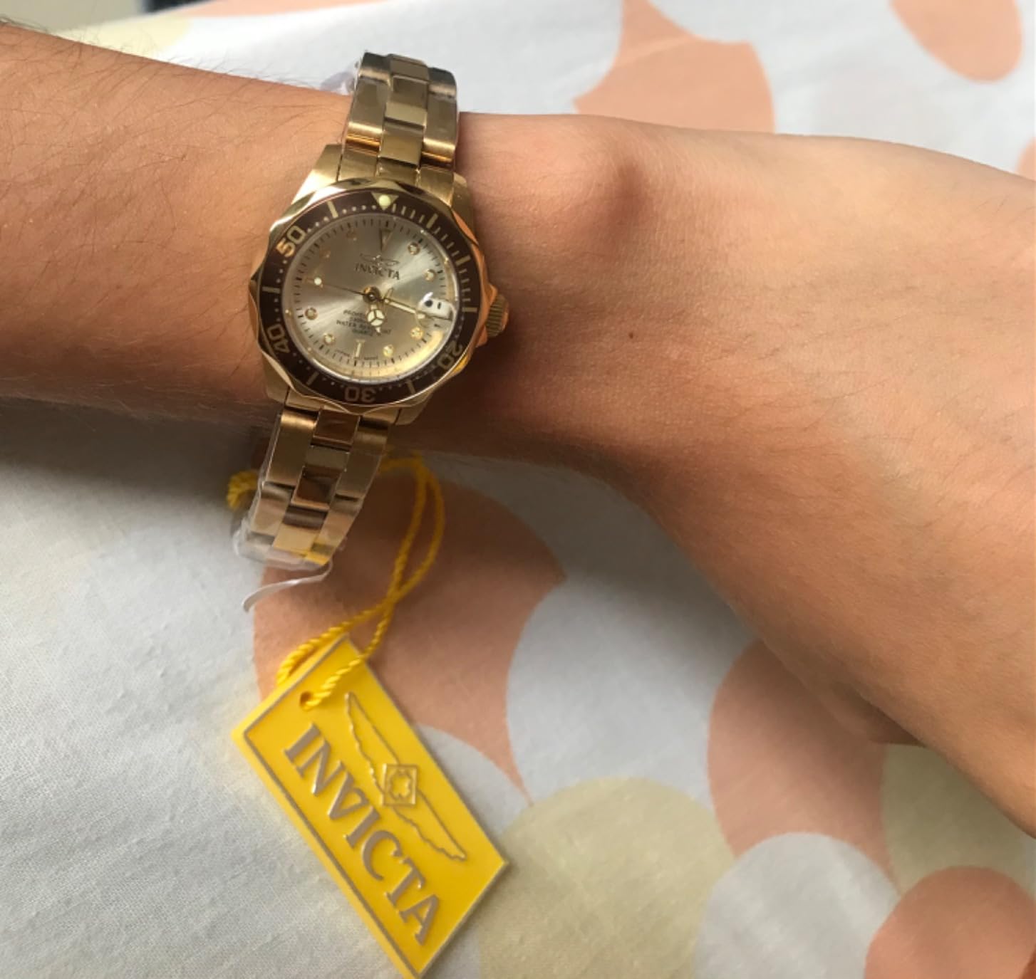 Invicta Women's 12527 'Pro-Diver' 18k Gold Ion-Plated Stainless Steel and Champagne Dial Bracelet Watch customer photo 2