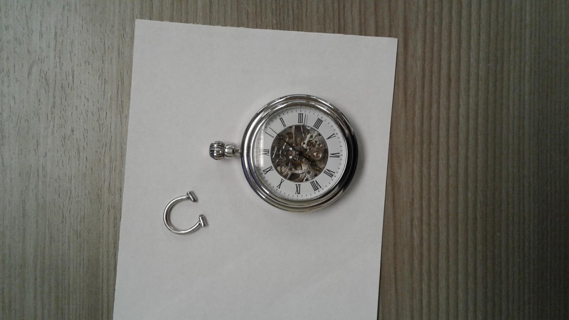 Stuhrling Original Men's Pocket Watch Stainless Steel Analog Skeleton Watch Hand Wind Mechanical Movement Stainless Steel Chain customer photo 2