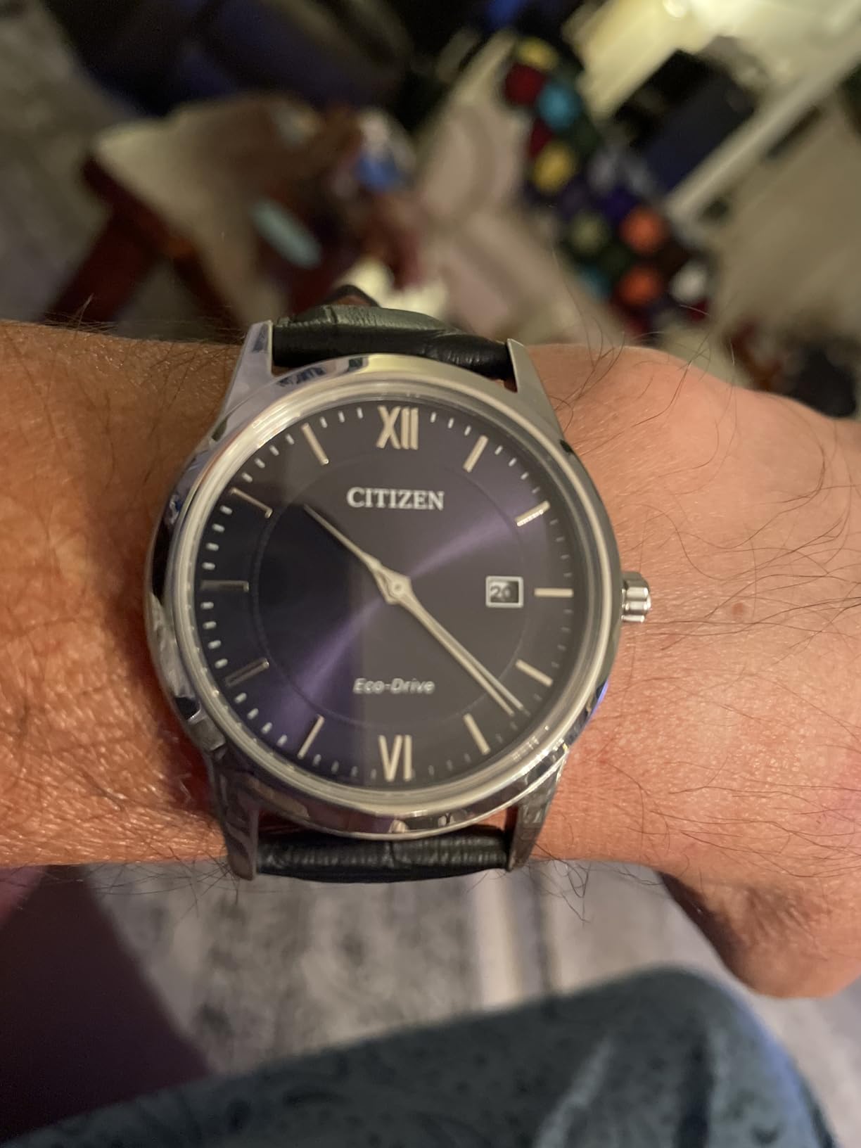 Citizen Men's Classic Eco-Drive Leather Strap Watch, 3-Hand Date customer photo 2
