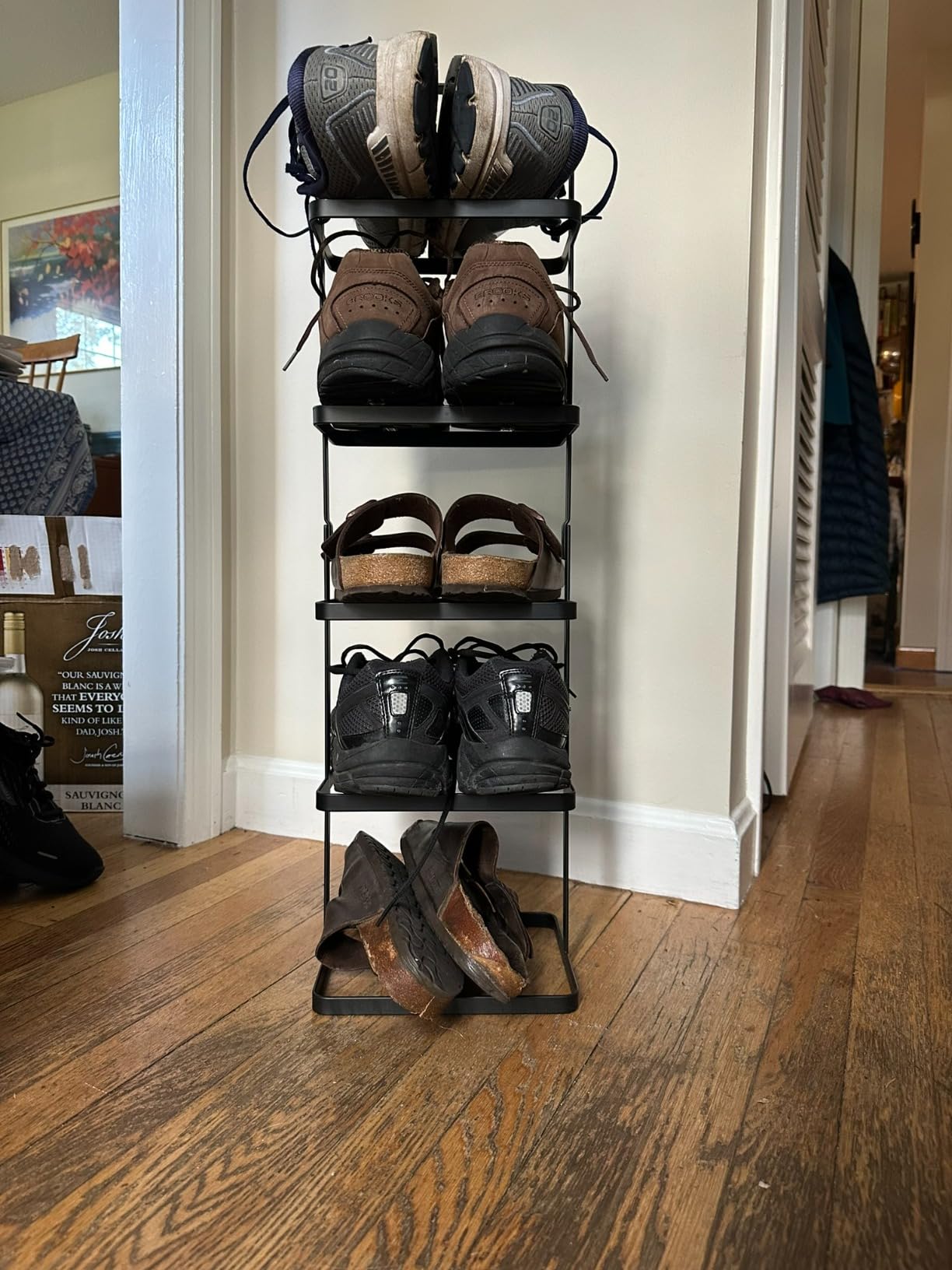 YAMAZAKI Home Tower Compact Modern Metal Shoe Rack - Tall, 31
