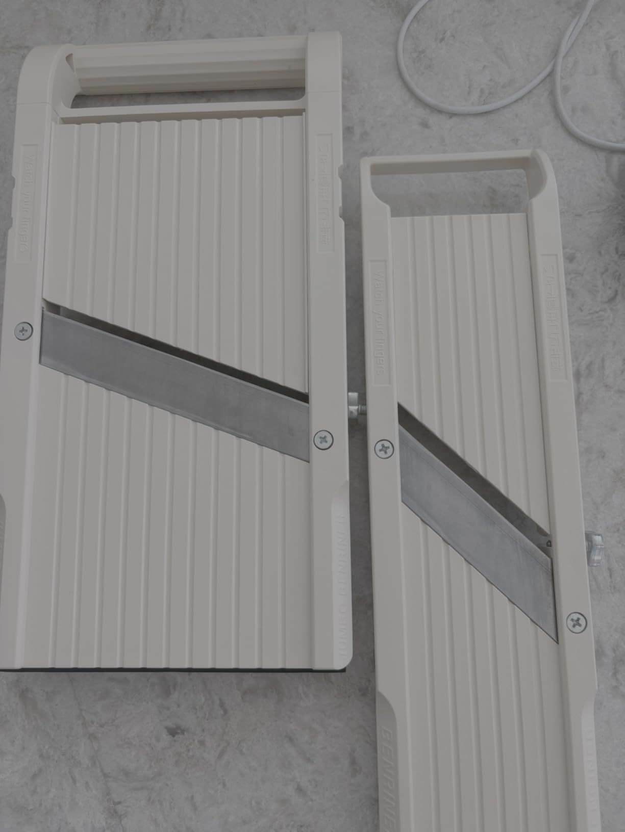 Benriner Mandoline Slicer with 4 Blades, Japanese Stainless Steel, BPA Free, 12.75 x 3.625-Inches, Beige customer photo 2